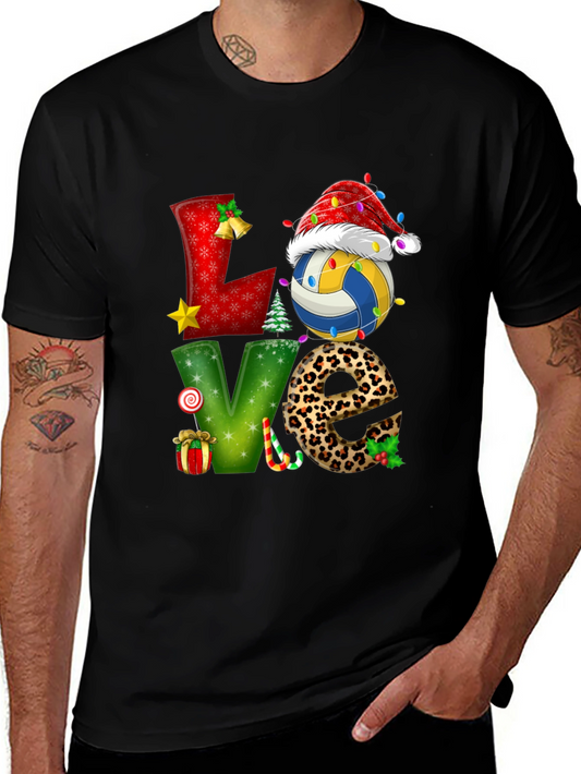 Festive Volleyball Love Christmas Graphic Tee