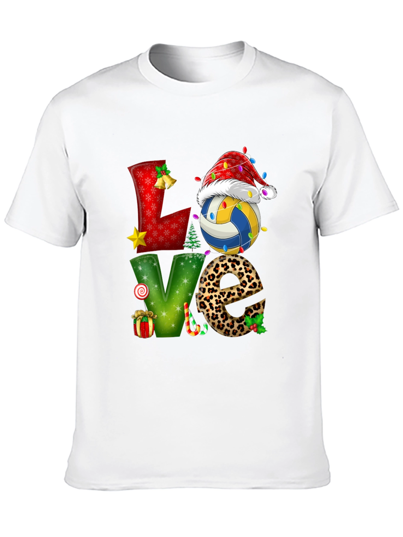Festive Volleyball Love Christmas Graphic Tee