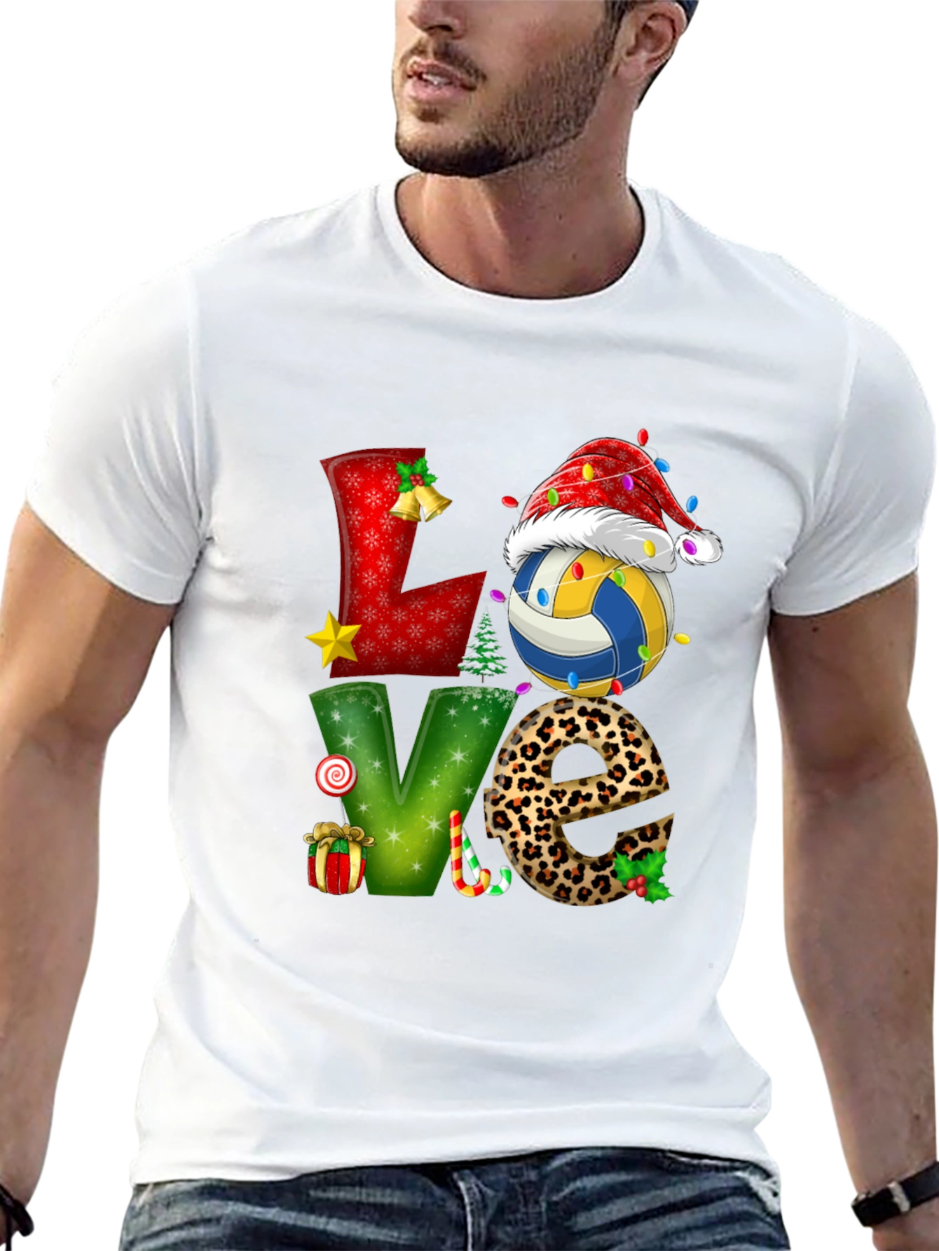 Festive Volleyball Love Christmas Graphic Tee