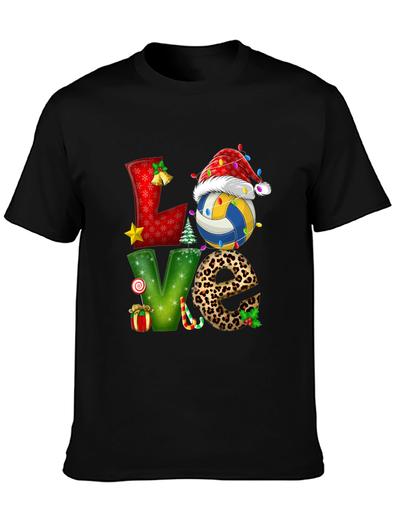 Festive Volleyball Love Christmas Graphic Tee