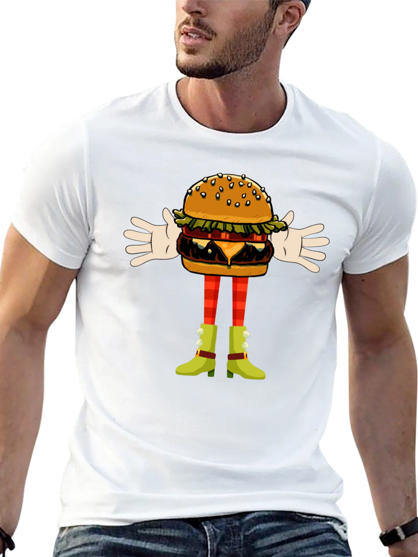 Funny Burger Character Graphic Tee