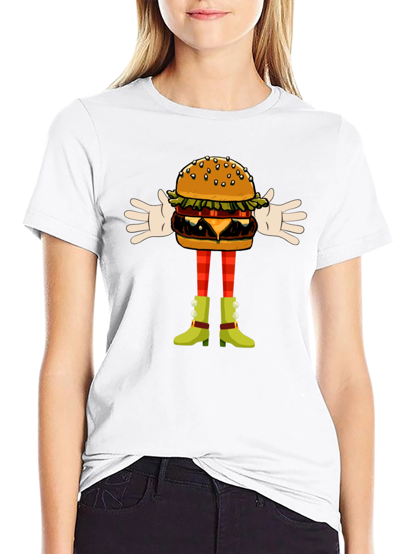 Funny Burger Character Graphic Tee