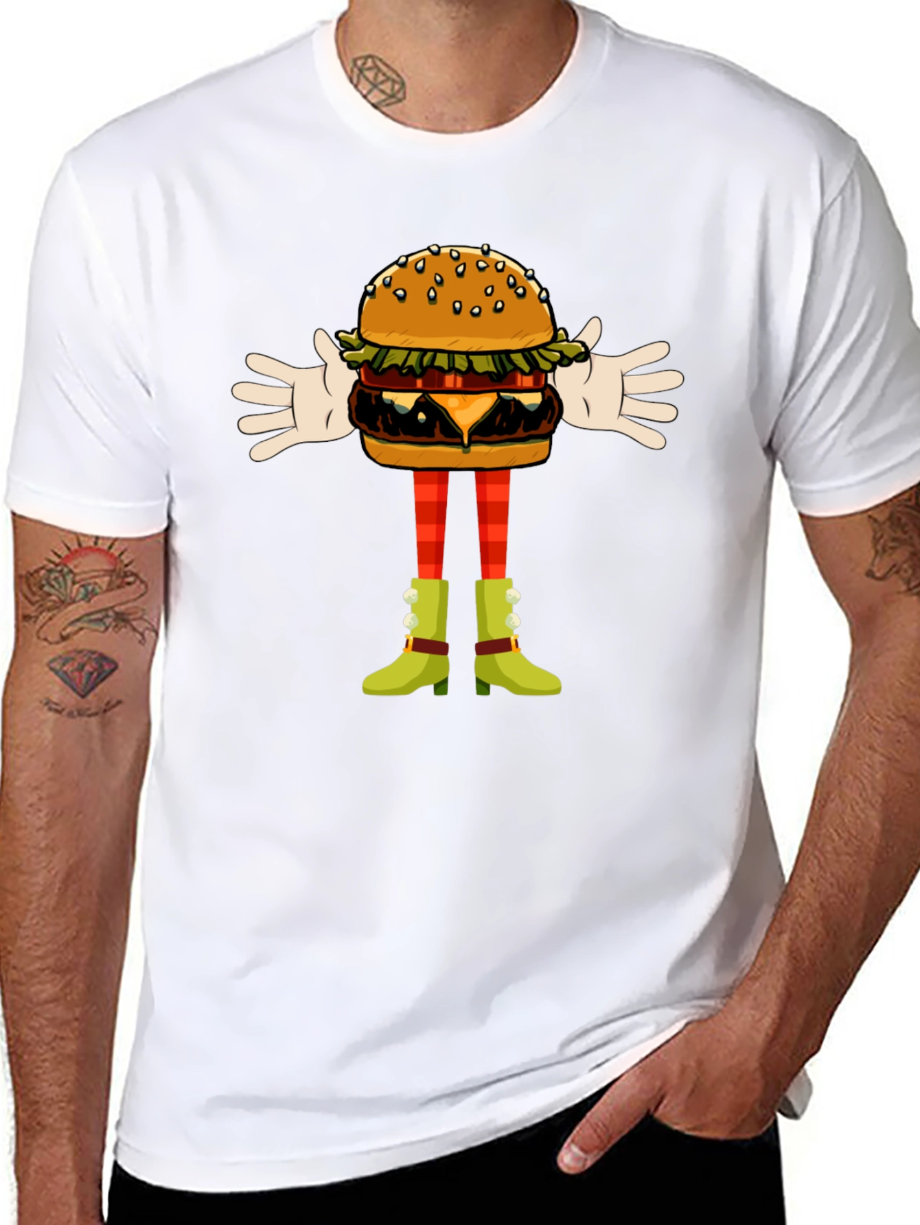 Funny Burger Character Graphic Tee