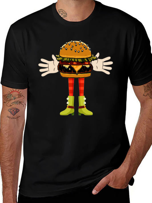 Funny Burger Character Graphic Tee