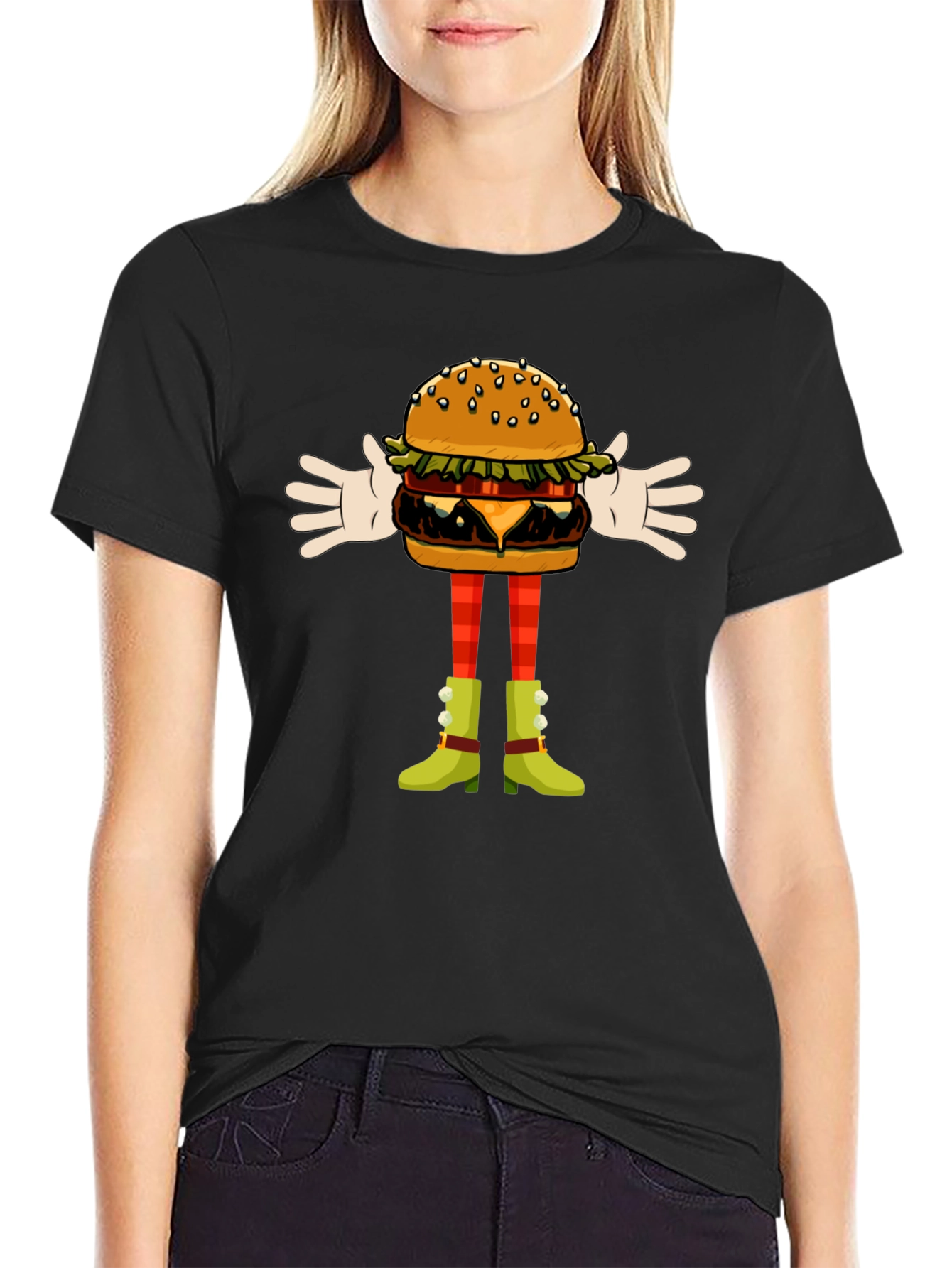 Funny Burger Character Graphic Tee