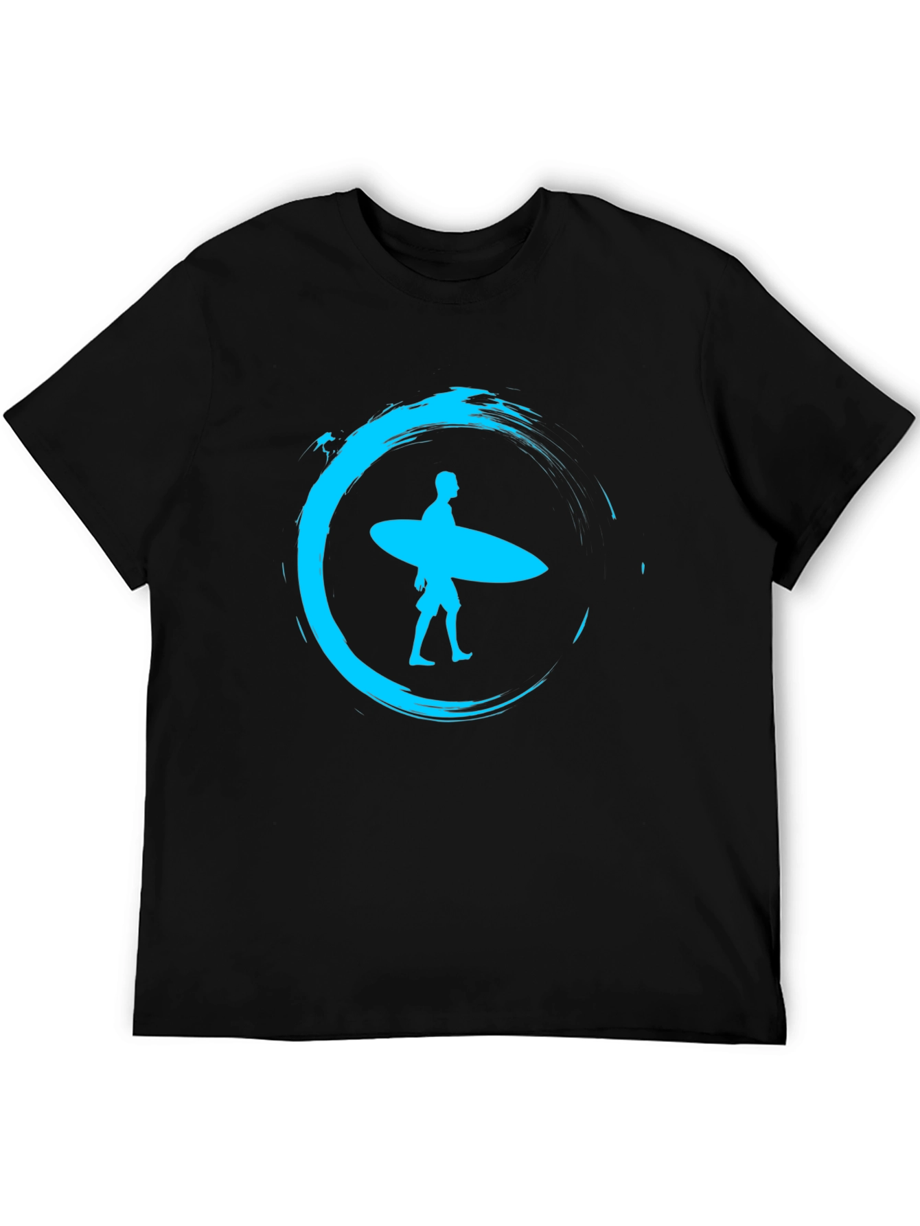 Surfer Silhouette Tee - Black Cotton Graphic T-Shirt