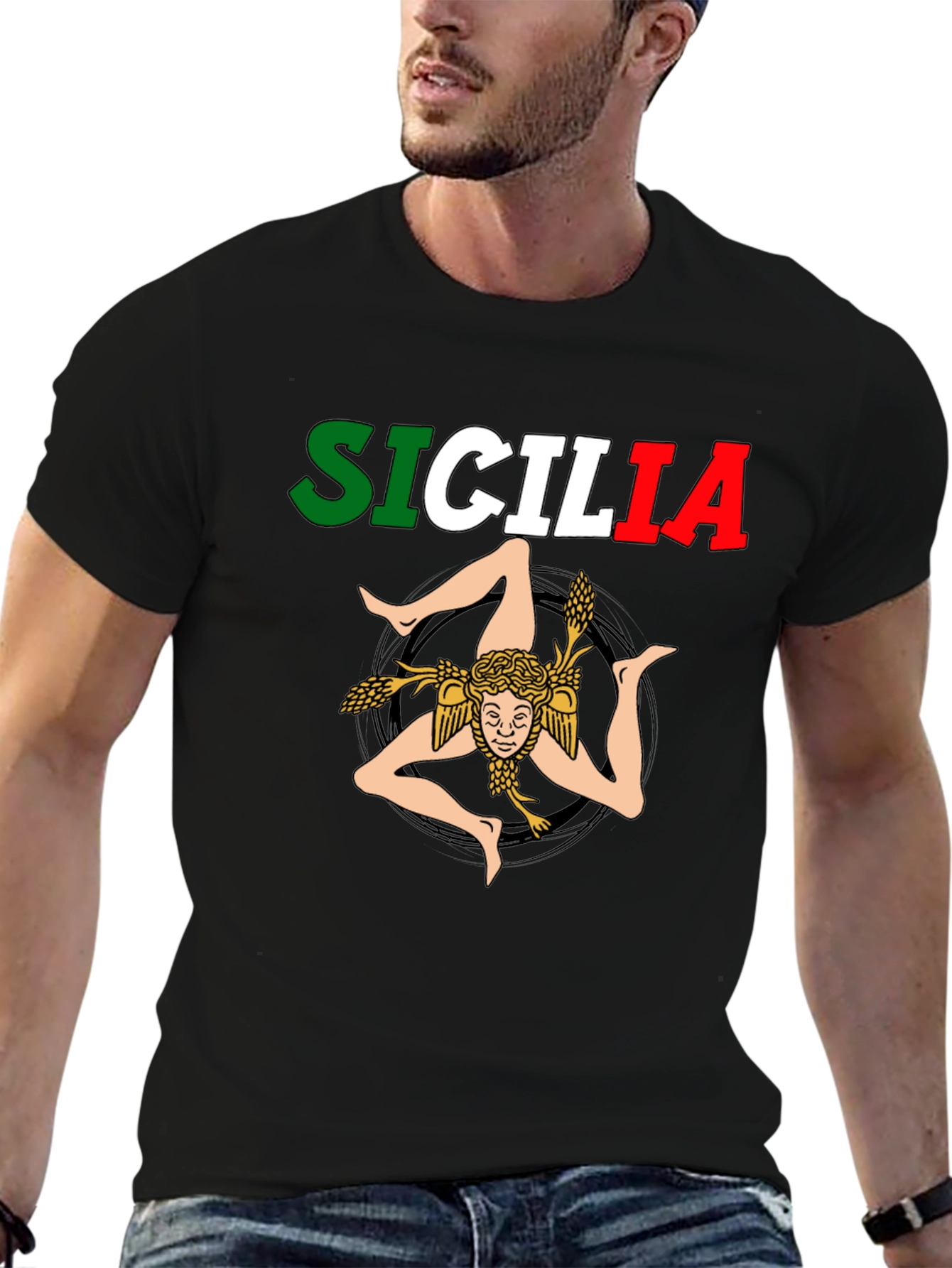 Sicilia Trident T-Shirt Black
