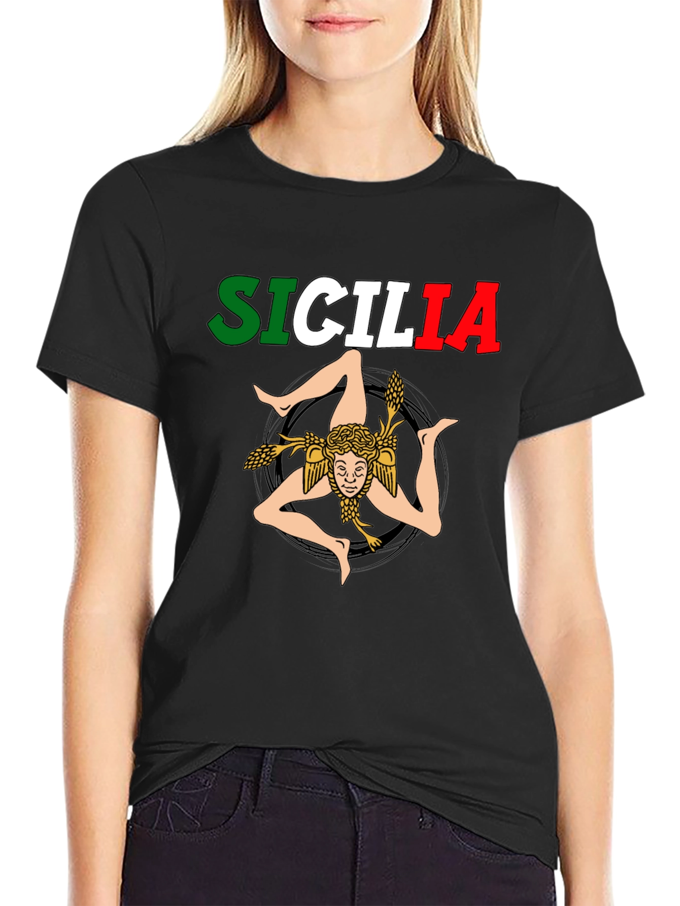 Sicilia Trident T-Shirt Black