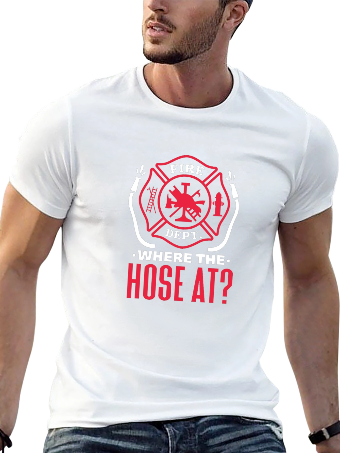 Fire Dept Where the Hose At? Black T-Shirt
