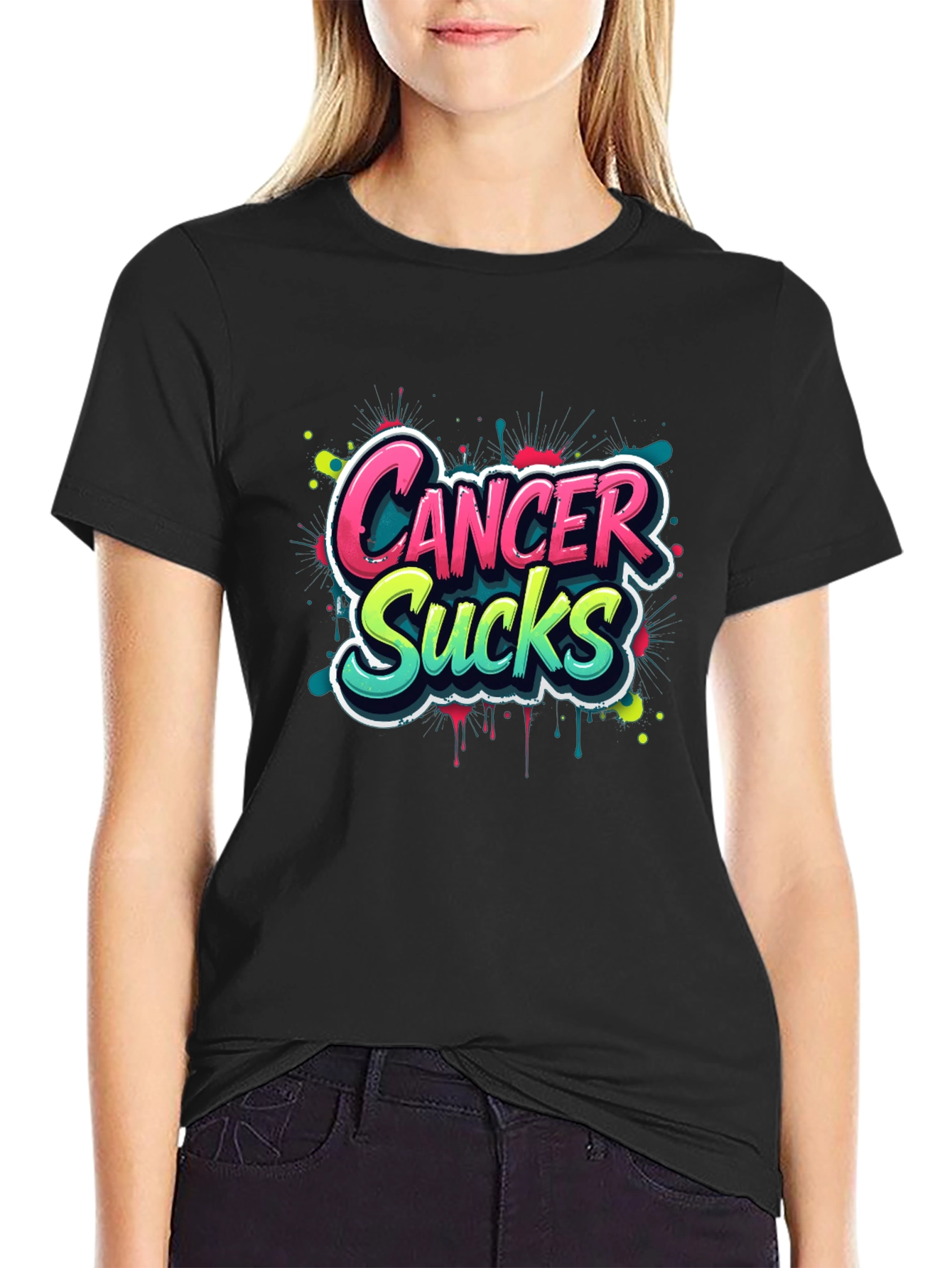 Cancer Sucks Graphic T-Shirt - Black Tee