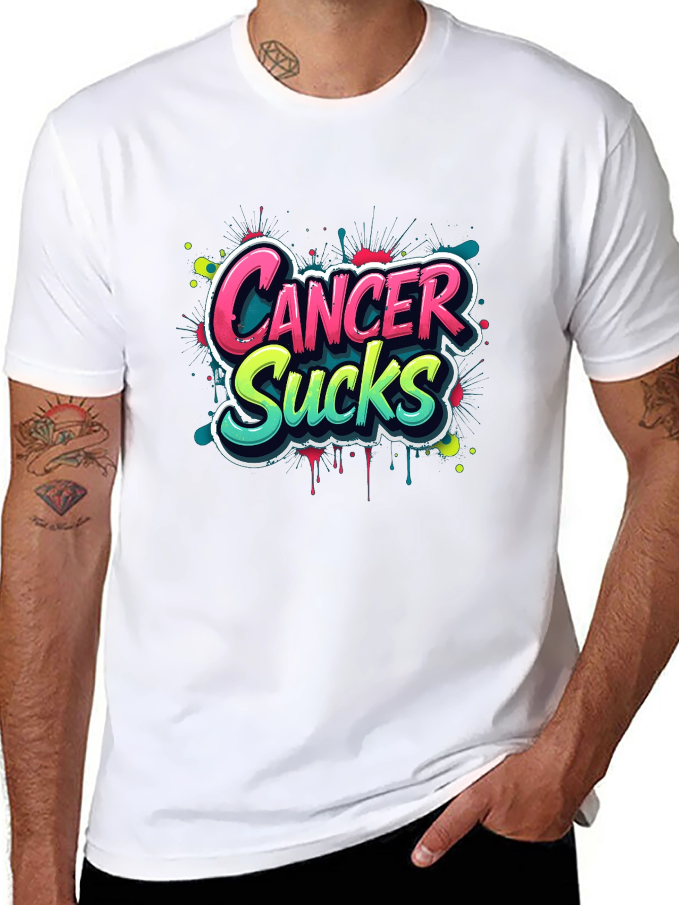 Cancer Sucks Graphic T-Shirt - Black Tee