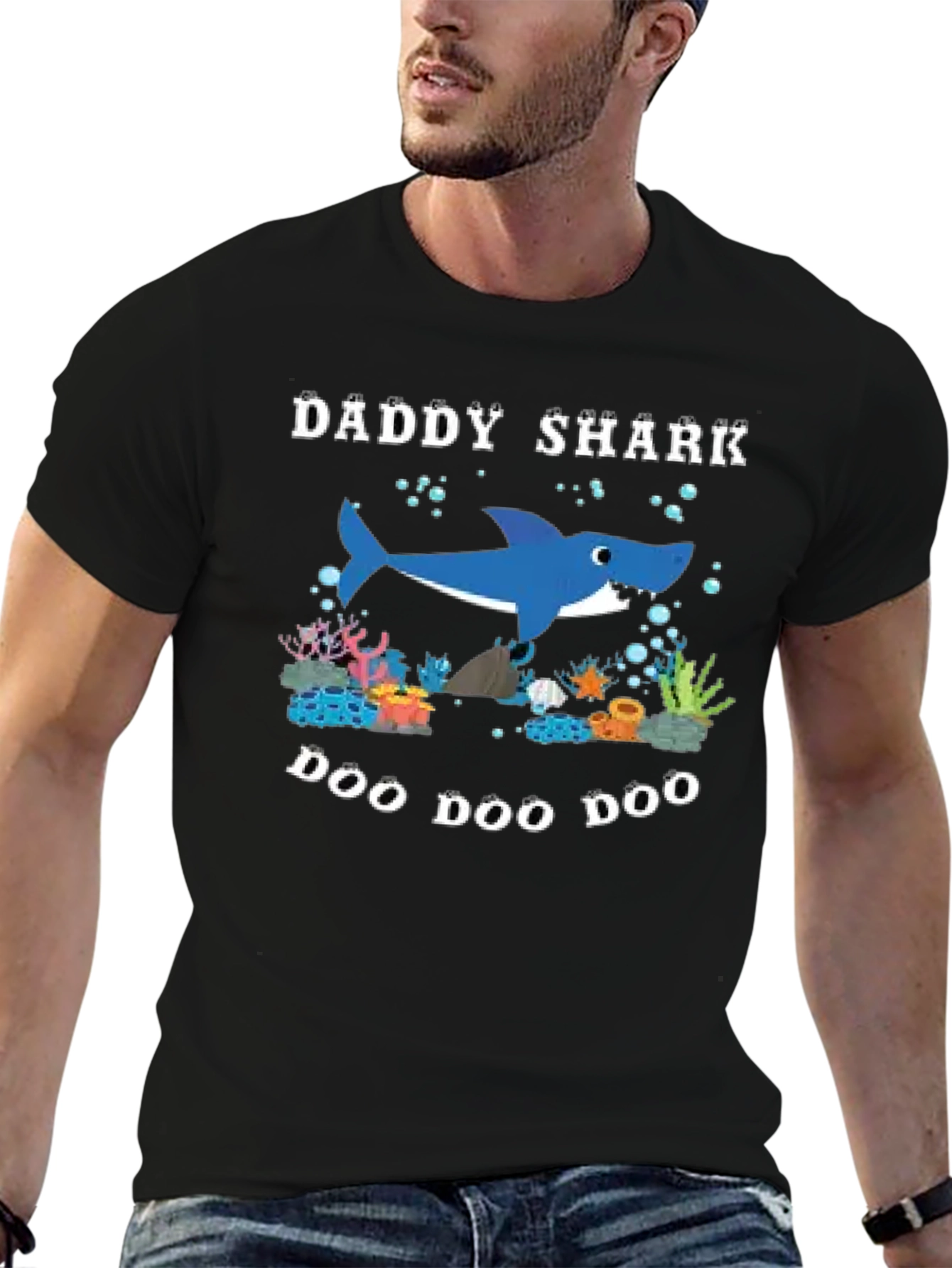 Daddy Shark Doo Doo Doo Black T-Shirt
