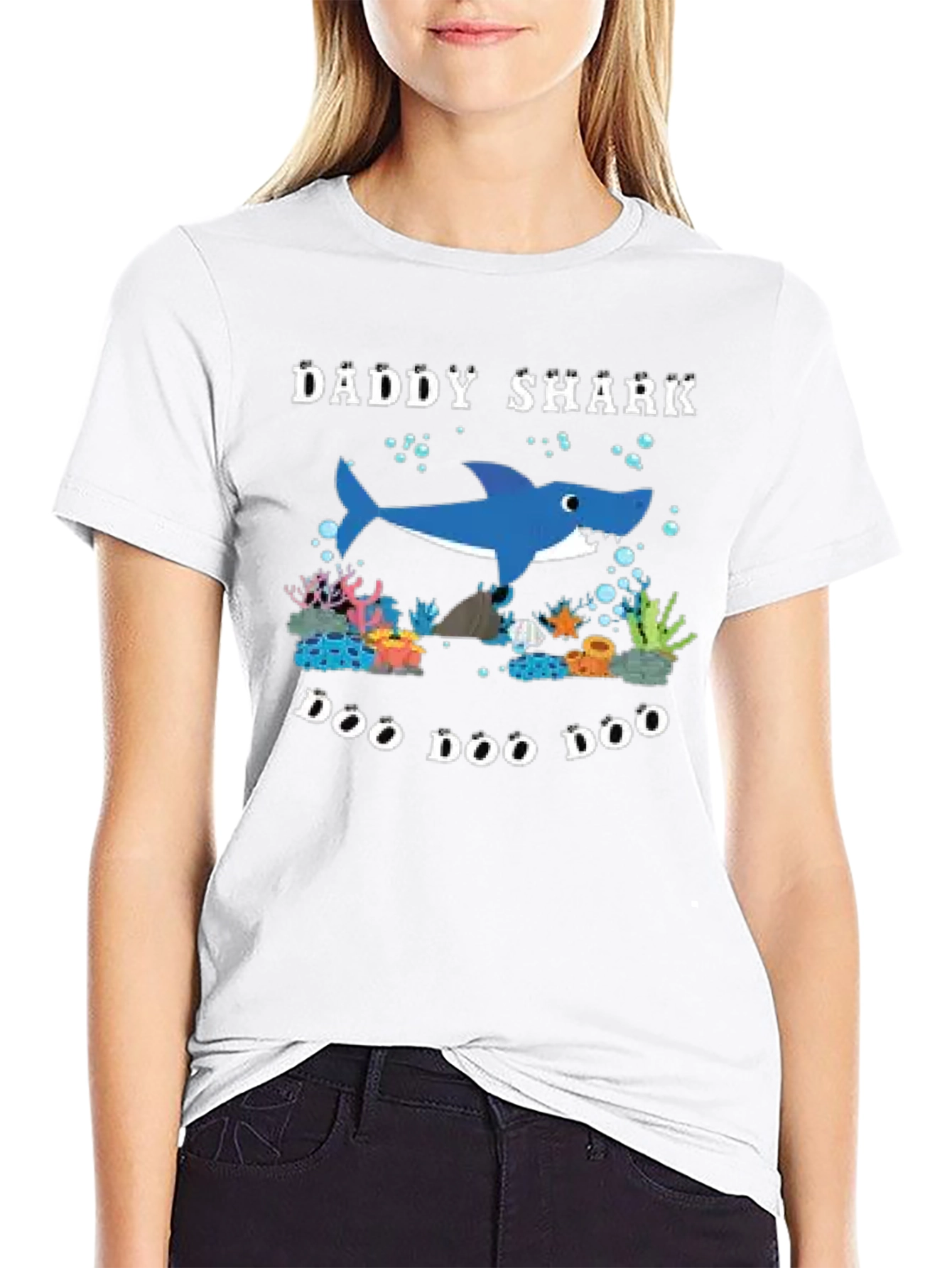 Daddy Shark Doo Doo Doo Black T-Shirt
