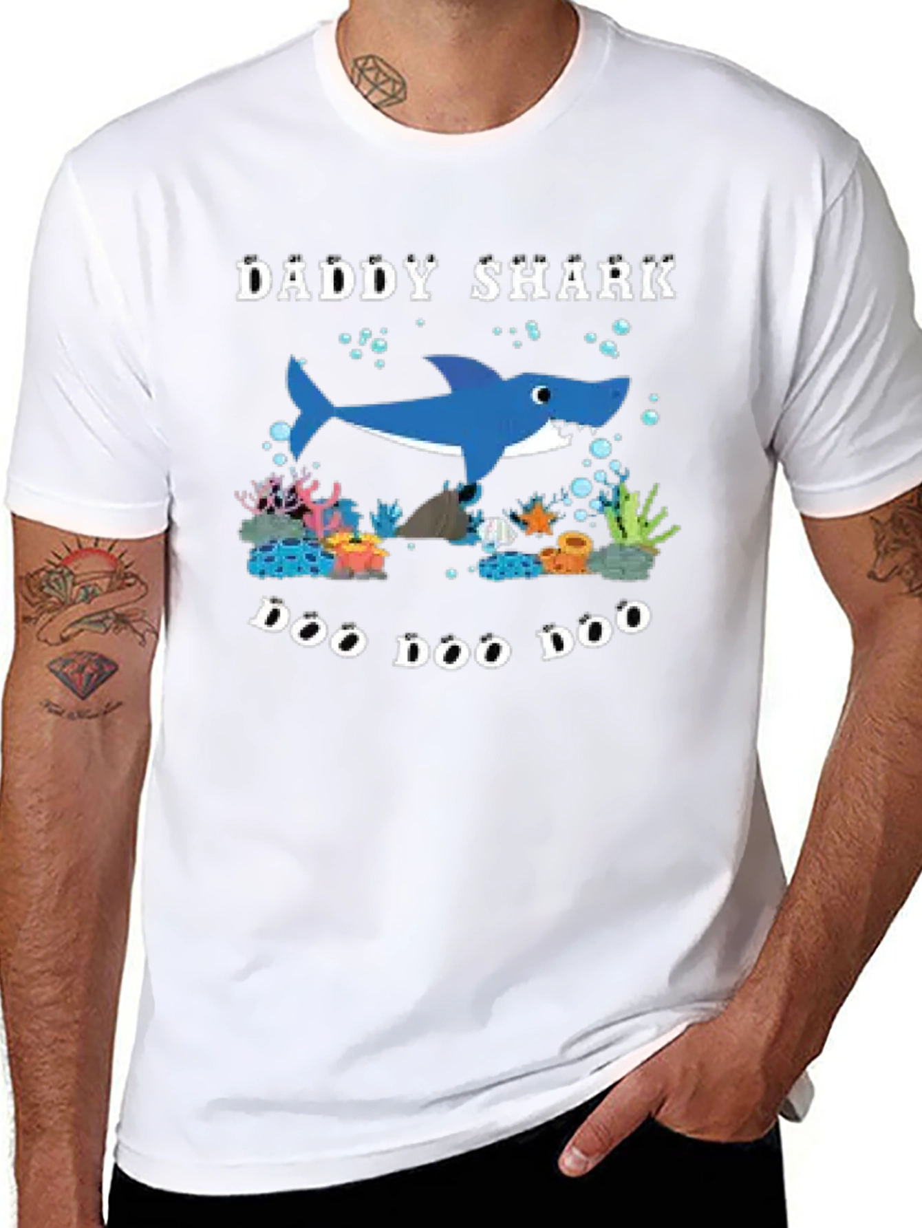 Daddy Shark Doo Doo Doo Black T-Shirt