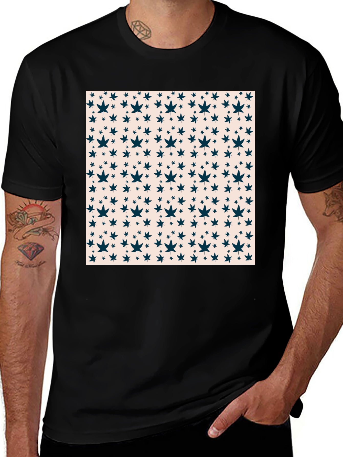 Marijuana Leaf Pattern T-Shirt