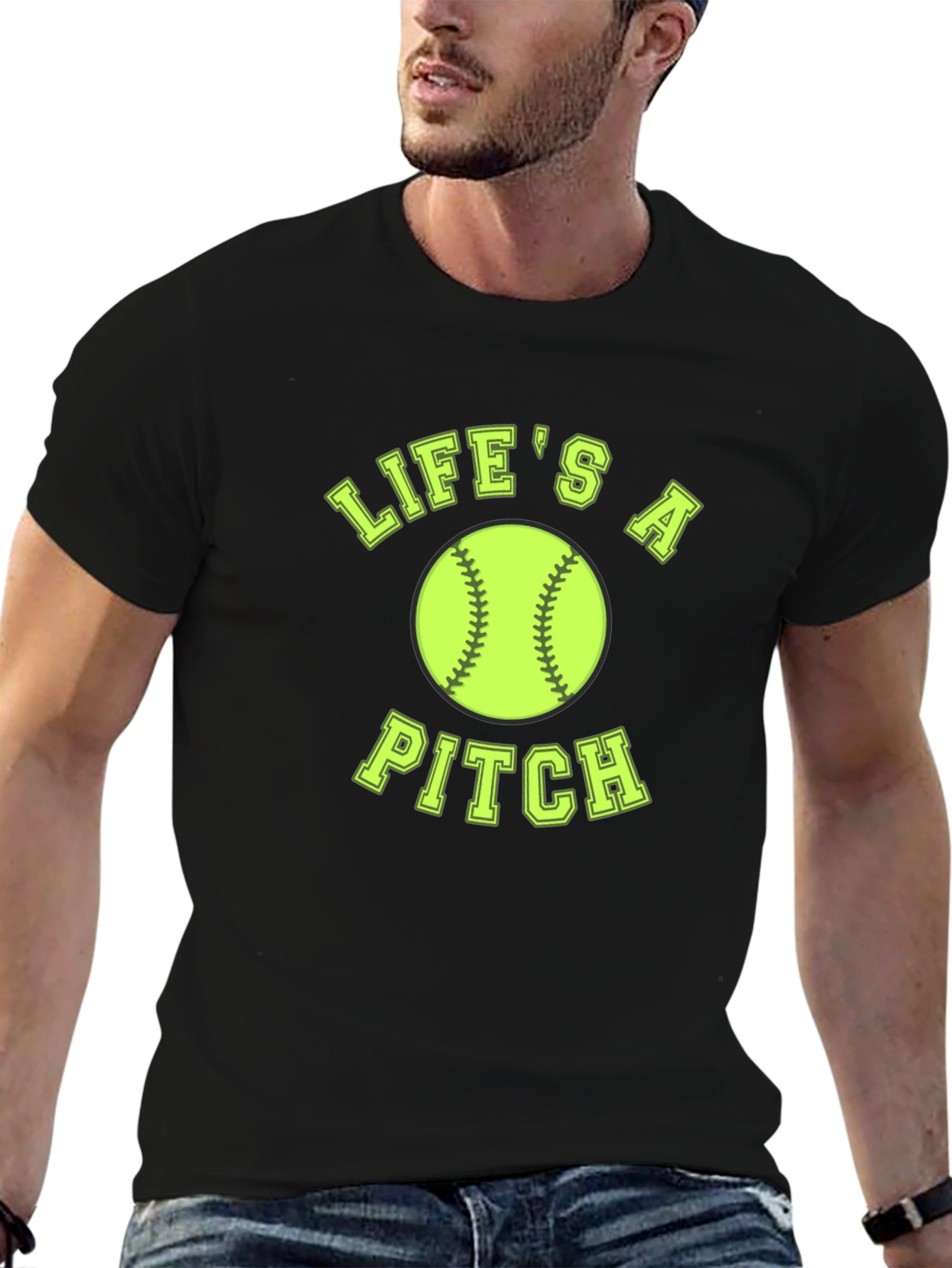 Lifes A Pitch Softball T-Shirt - Black