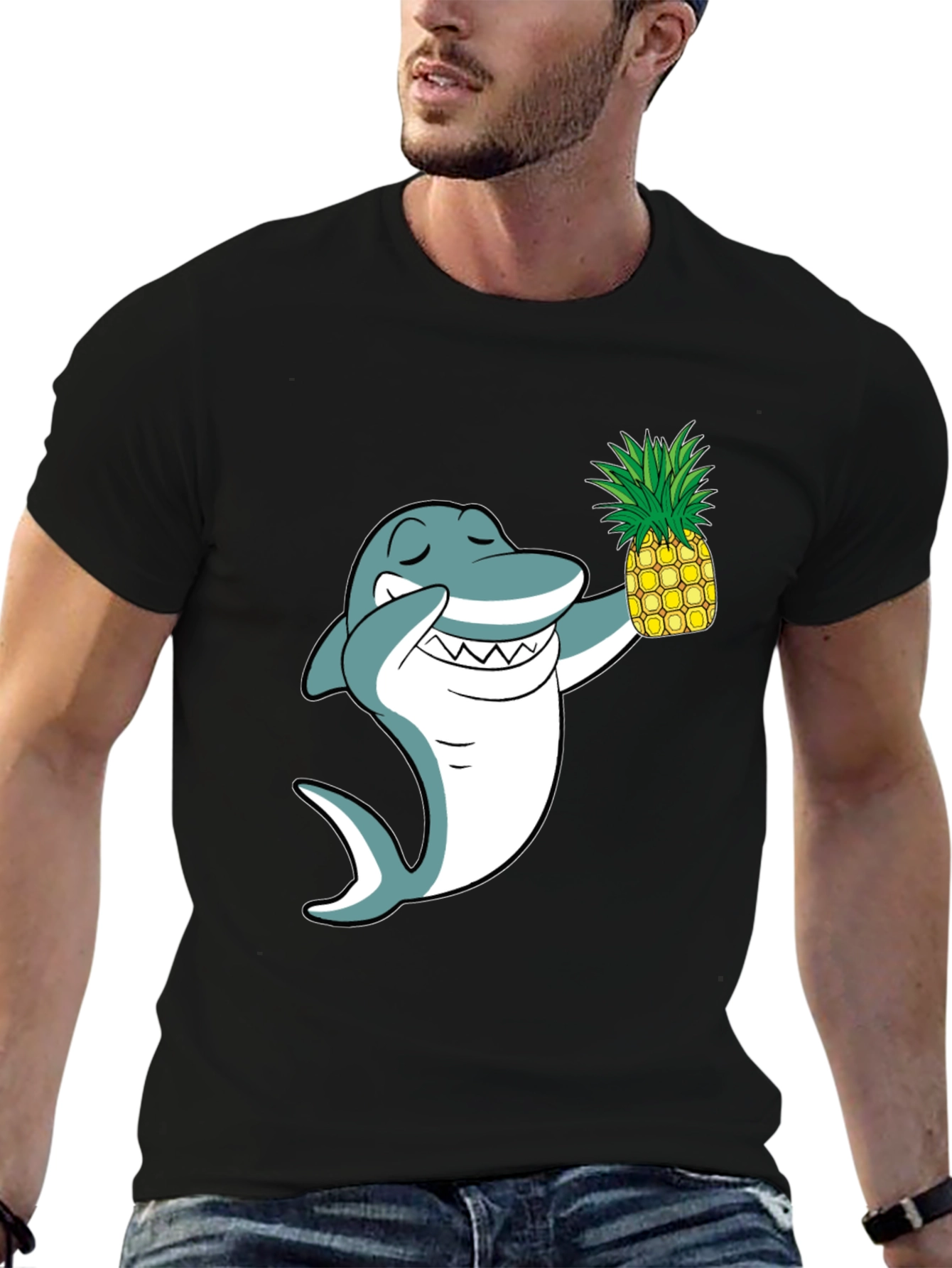 Shark with Pineapple Graphic T-Shirt