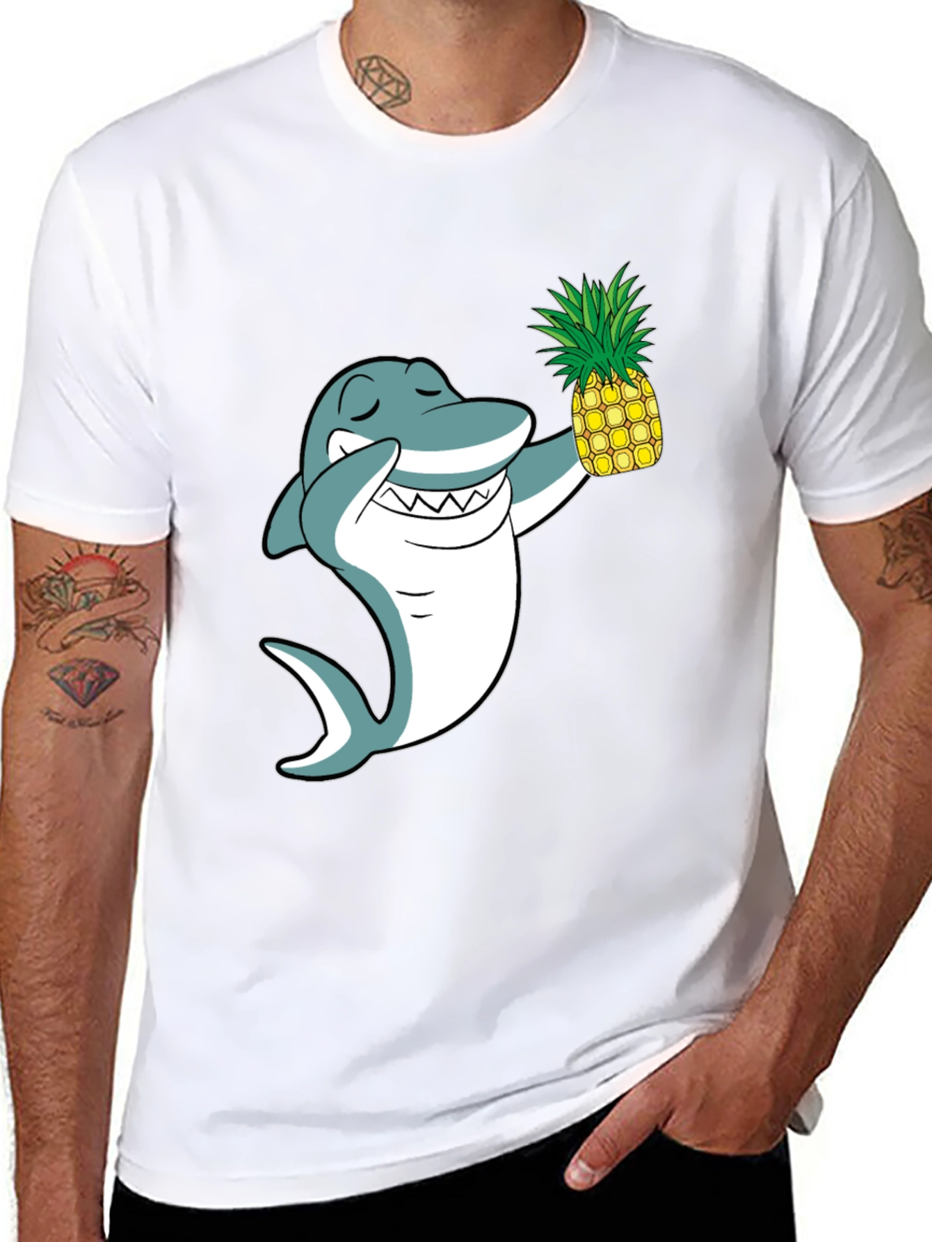 Shark with Pineapple Graphic T-Shirt