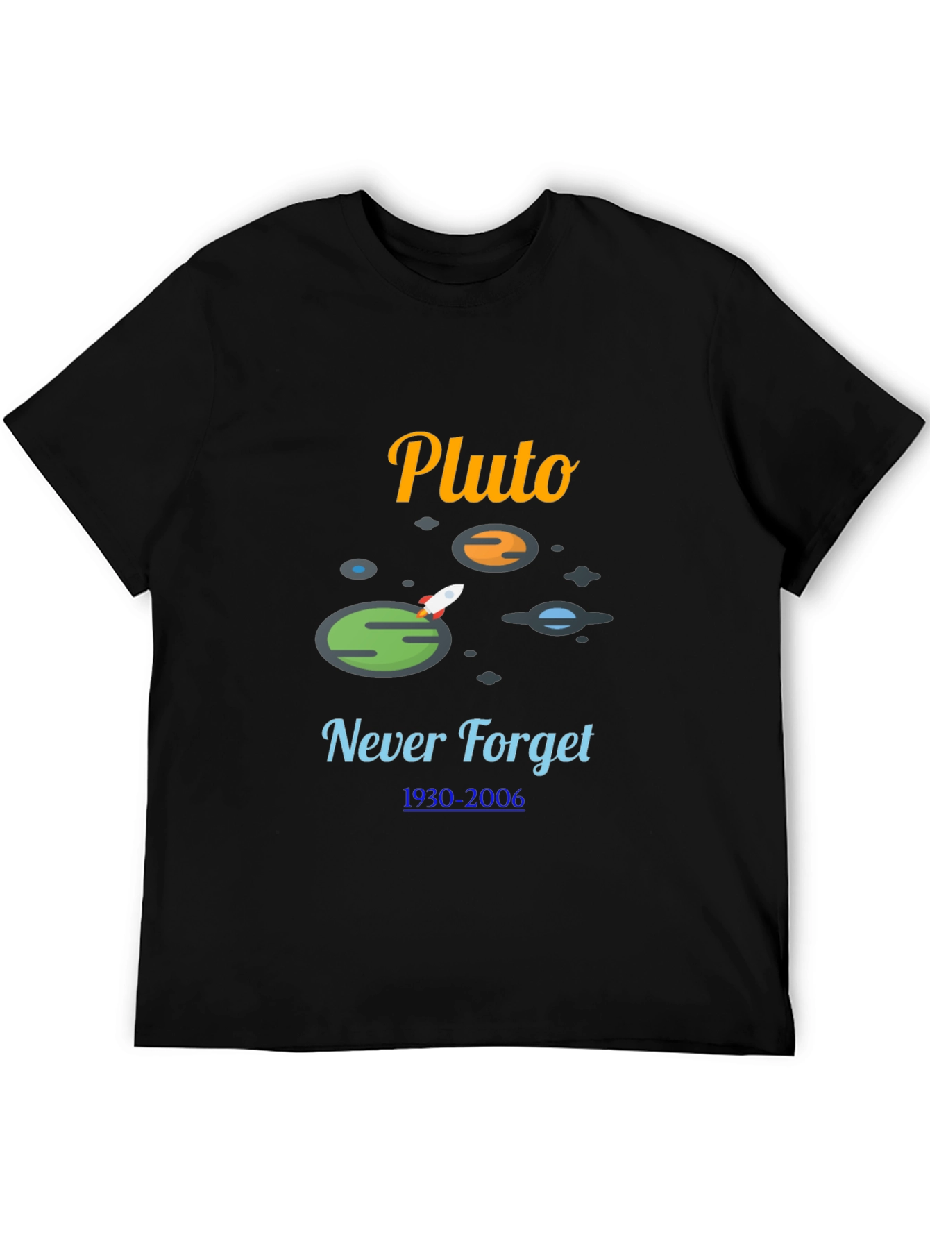 Pluto Never Forget T-Shirt - Black Cotton Tee