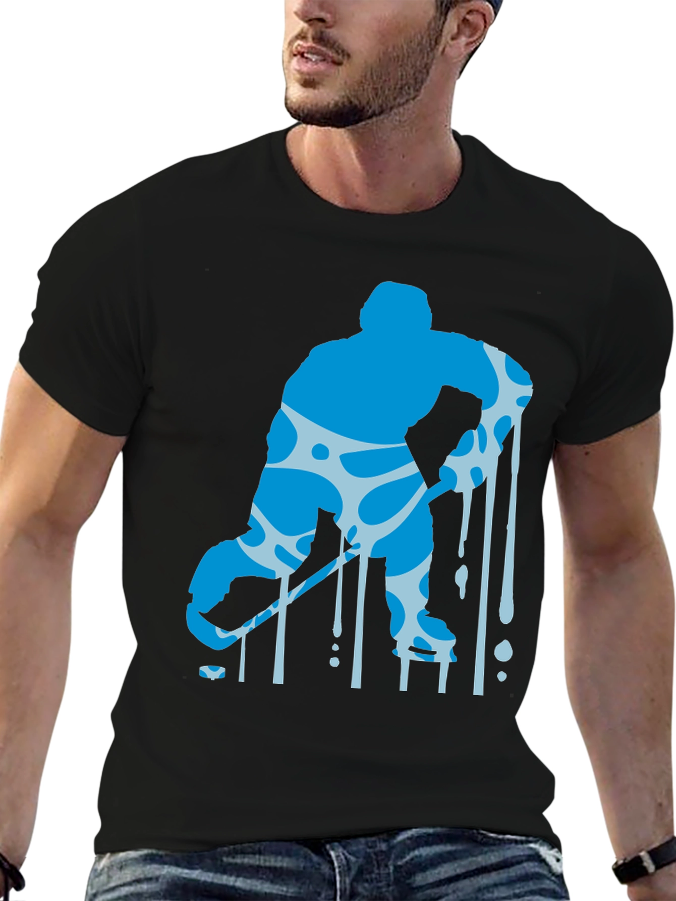 Hockey Player Drip Graphic Tee