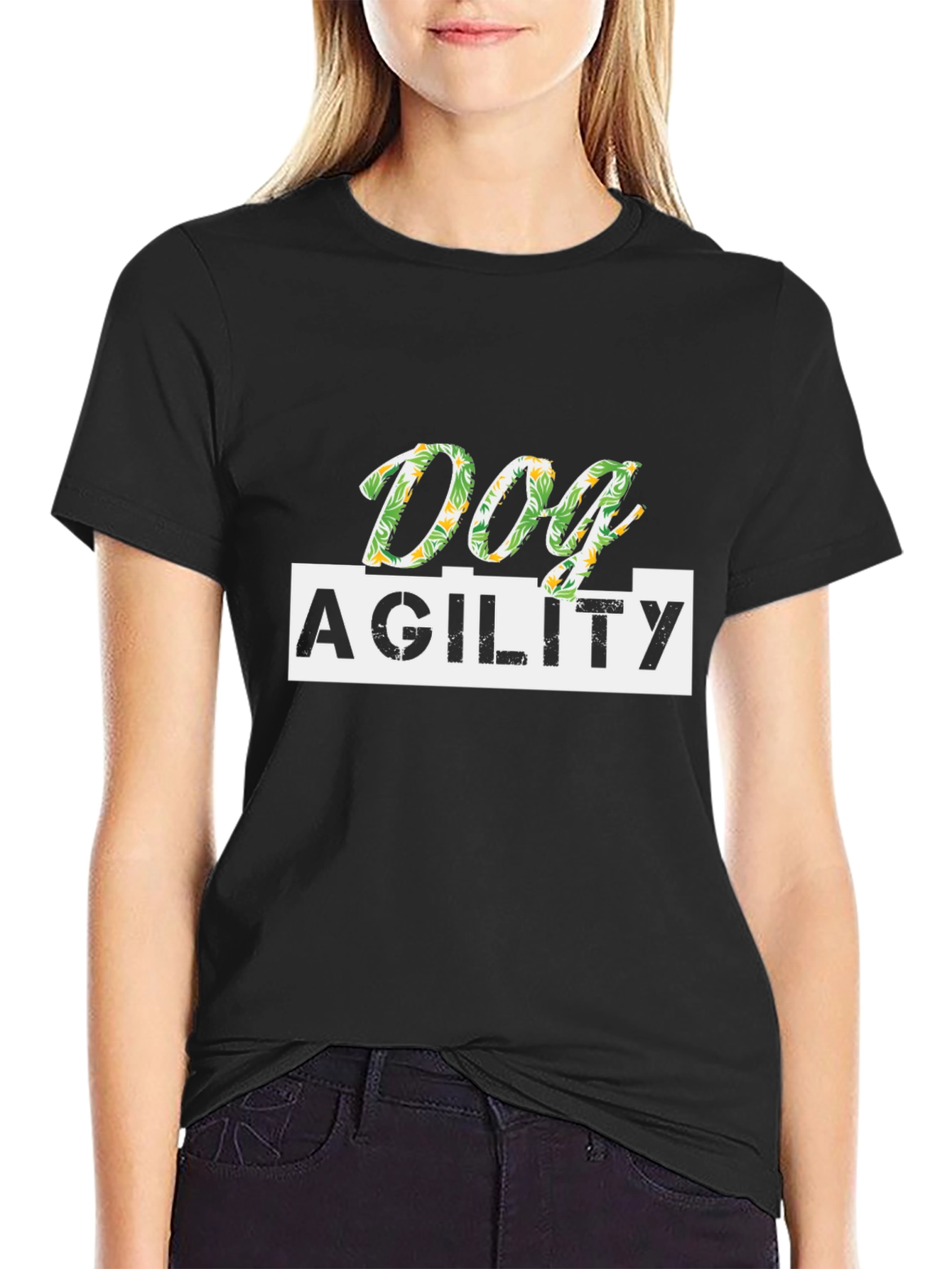 Dog Agility Floral Black Tee