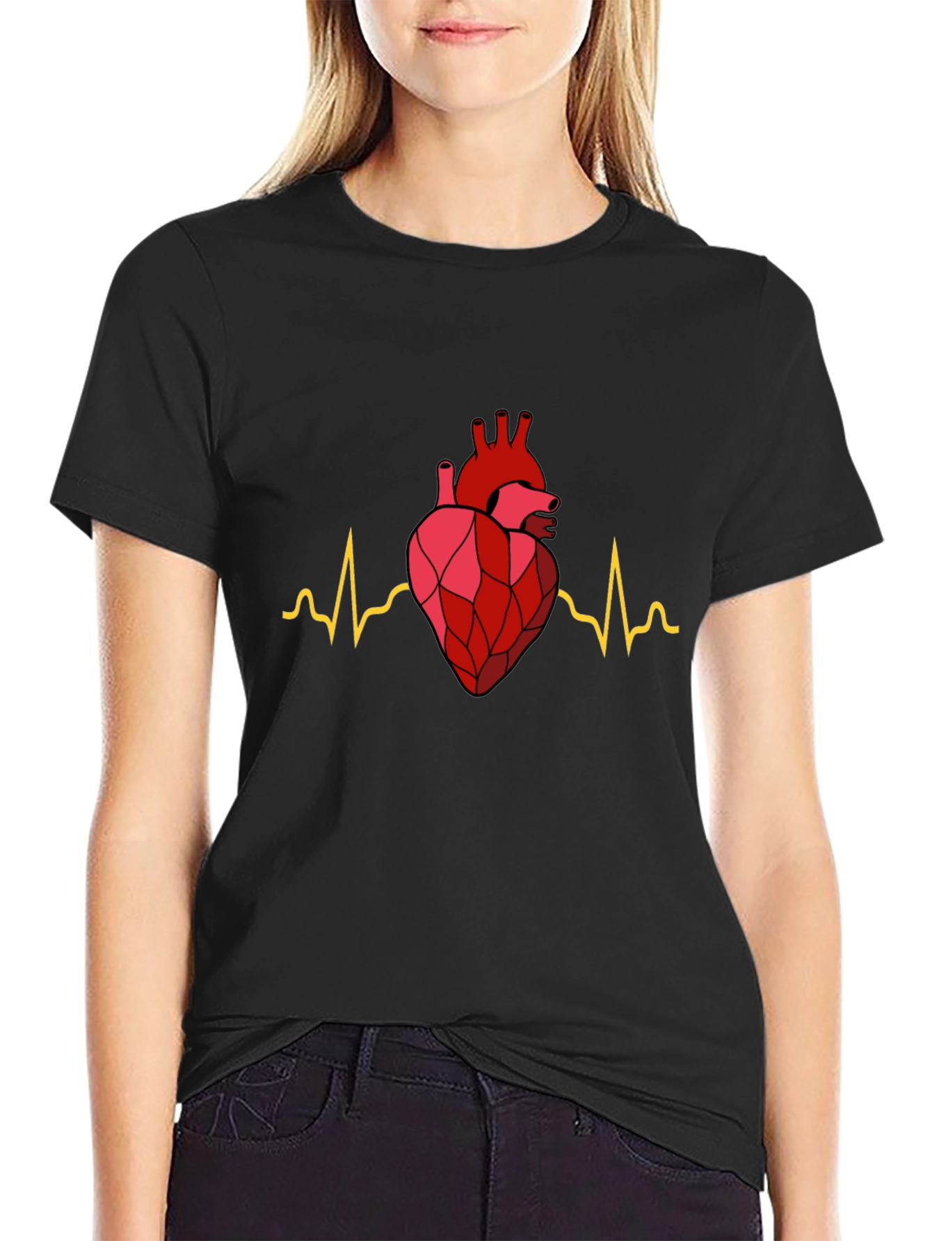 Heartbeat Graphic Tee - Modern Anatomical Design