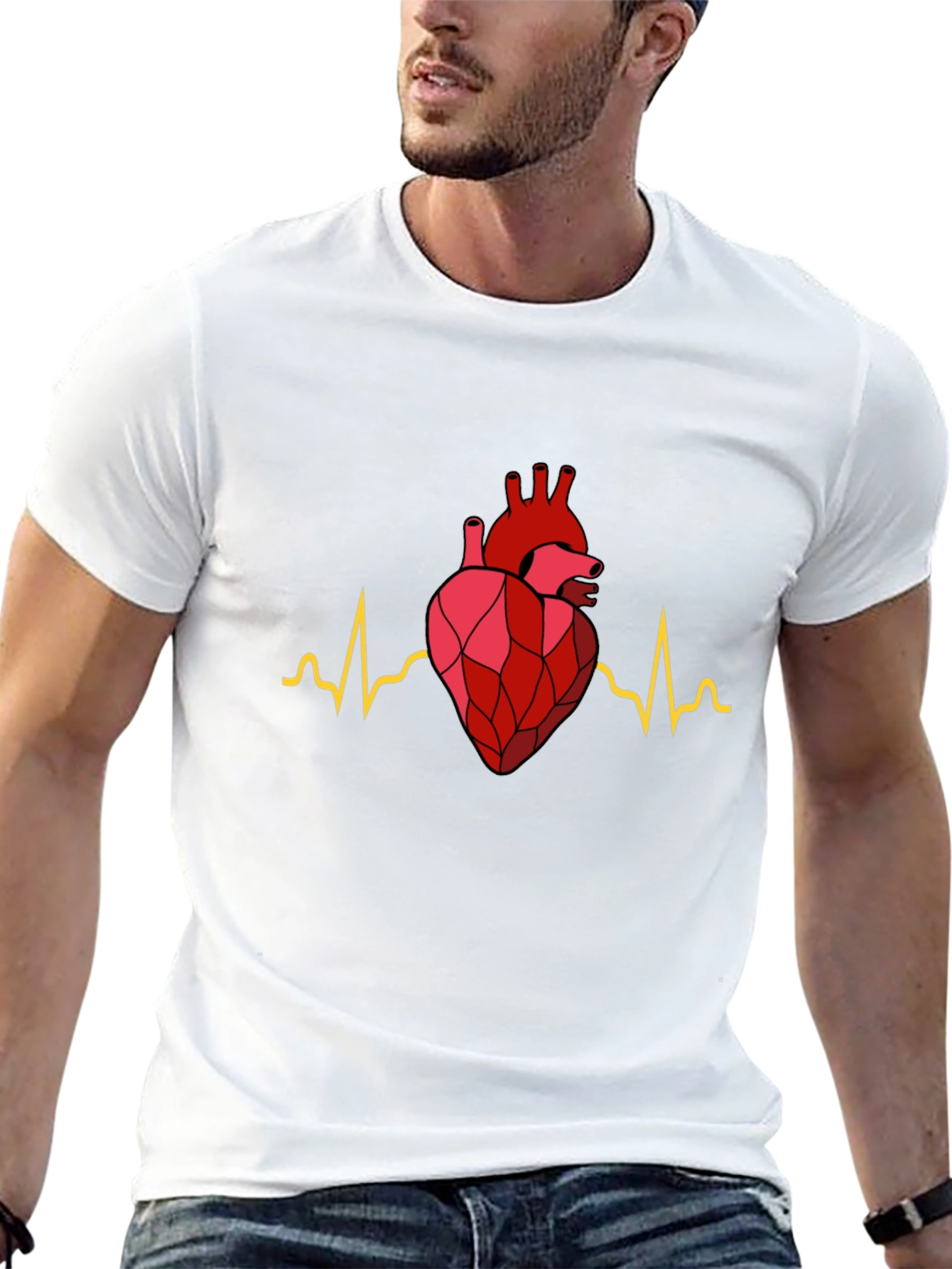 Heartbeat Graphic Tee - Modern Anatomical Design