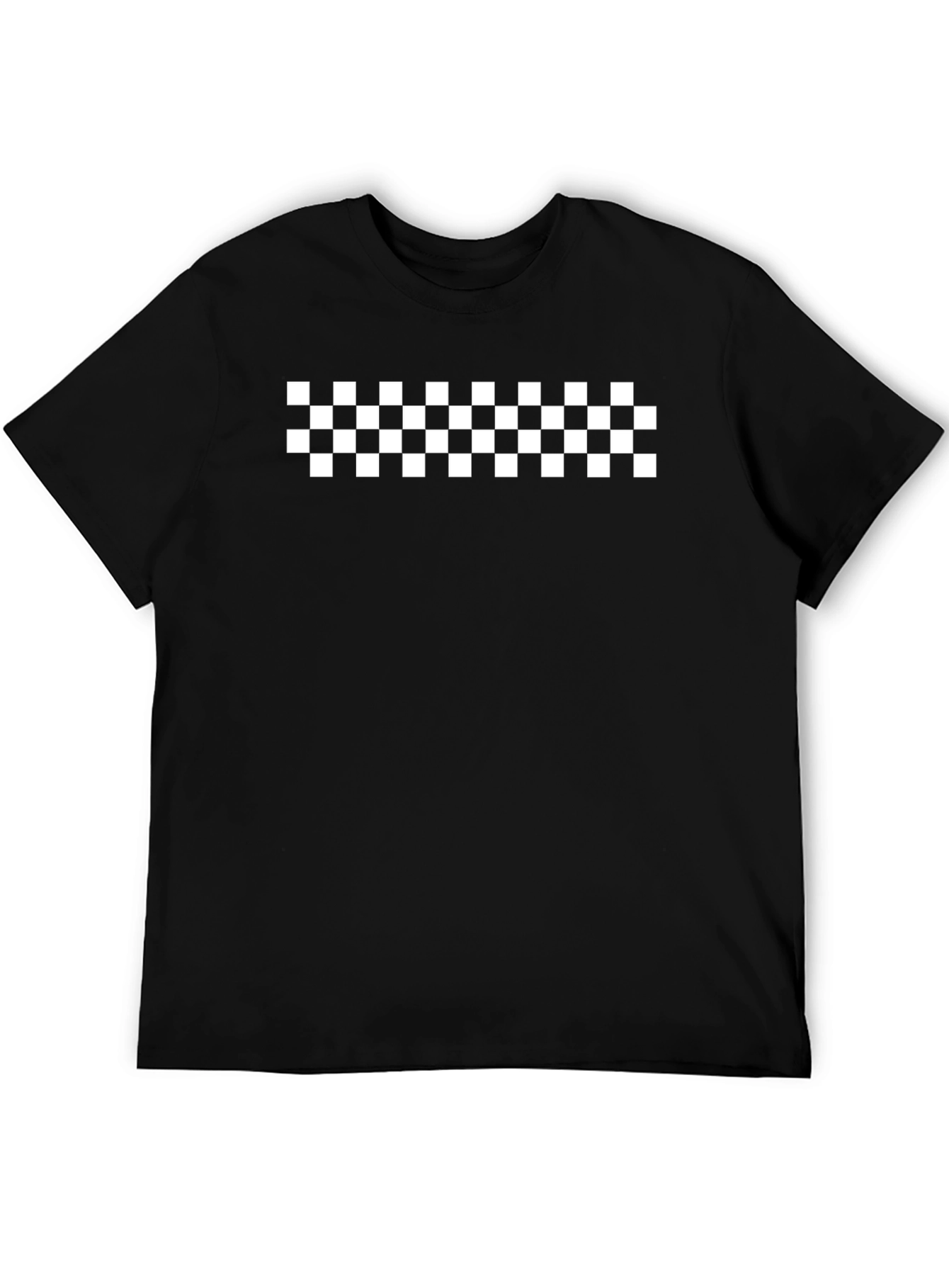 Checkered Pattern Black T-Shirt