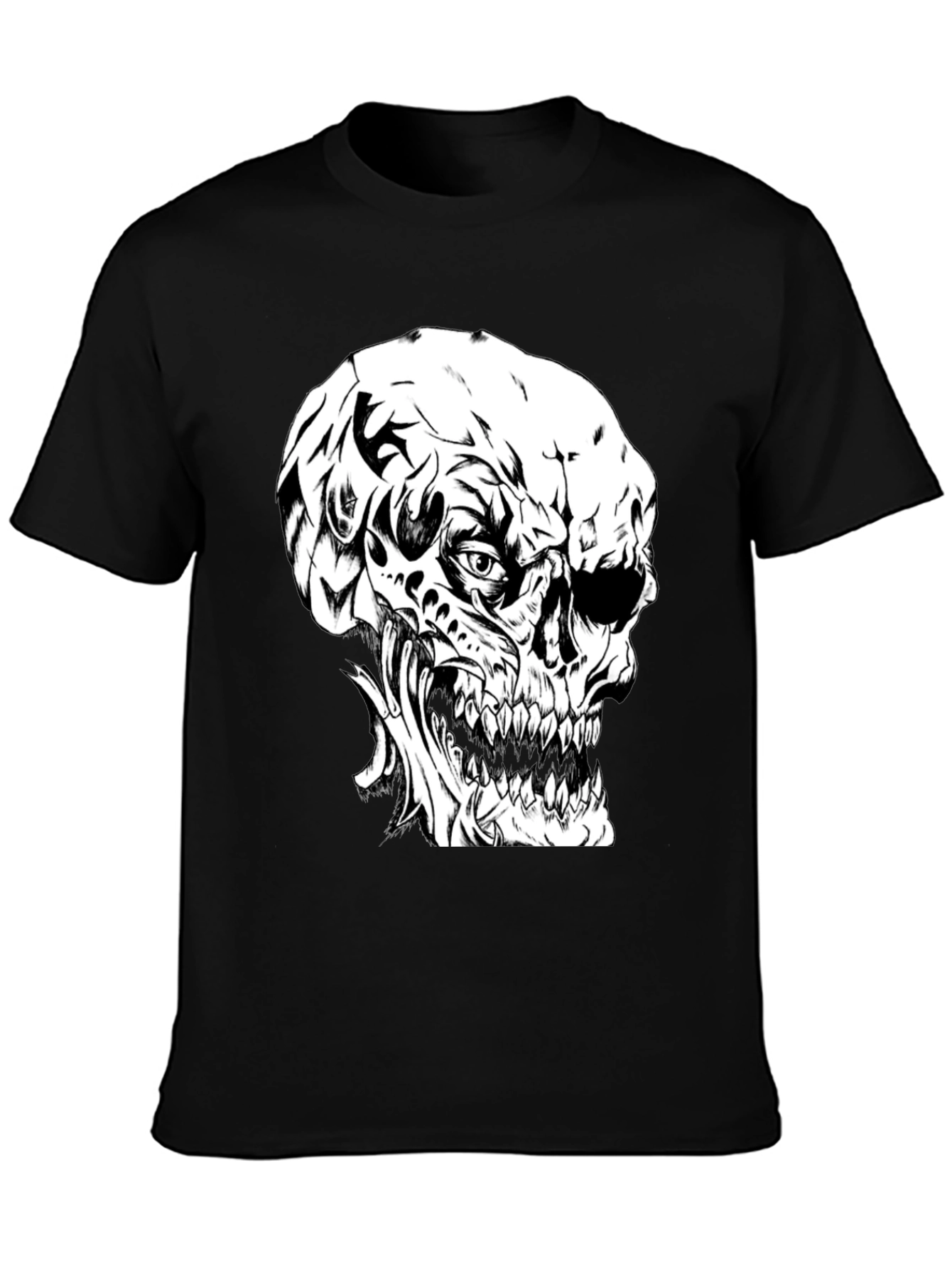 Edgy Skull Graphic Black T-Shirt