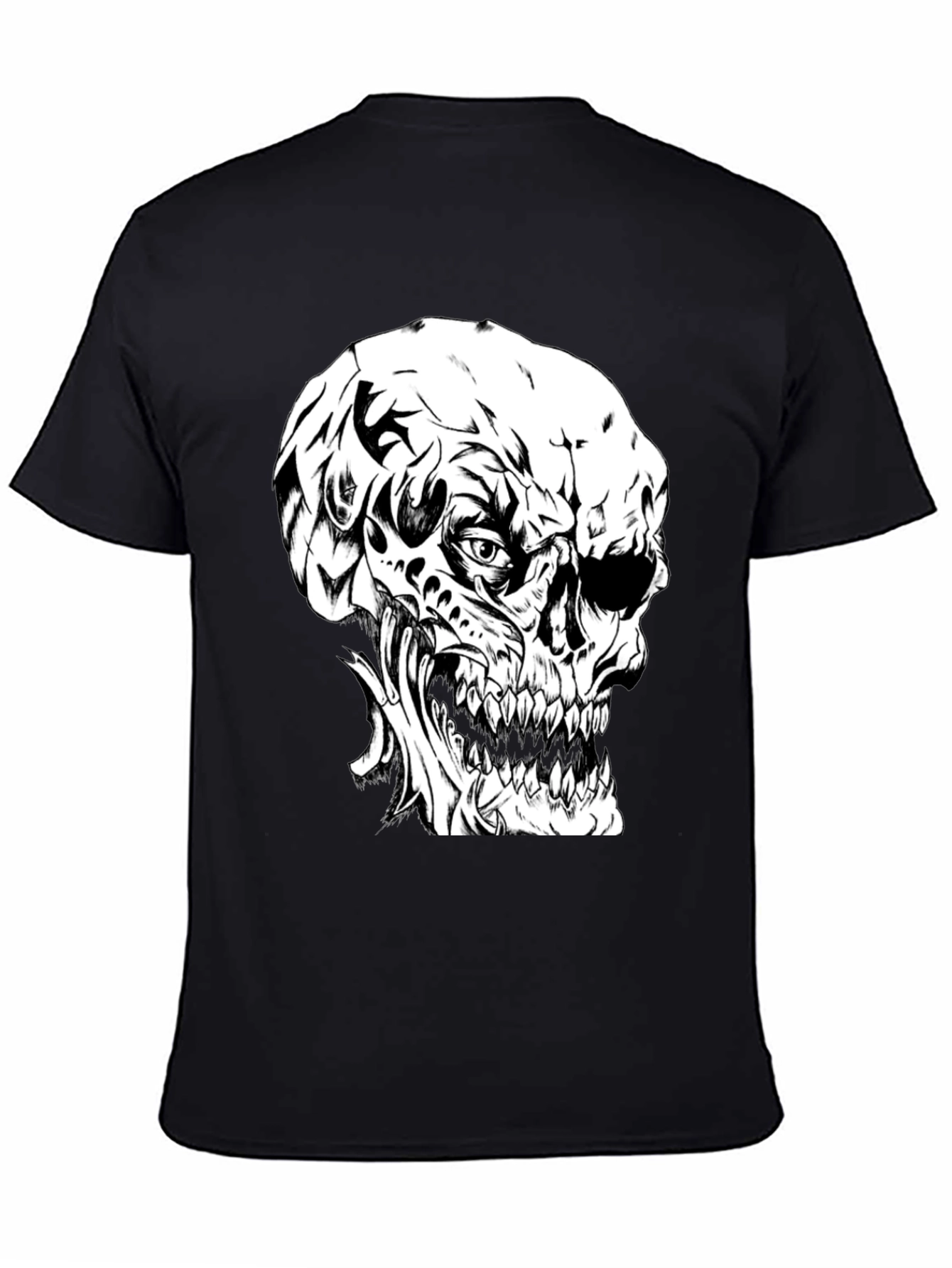 Edgy Skull Graphic Black T-Shirt