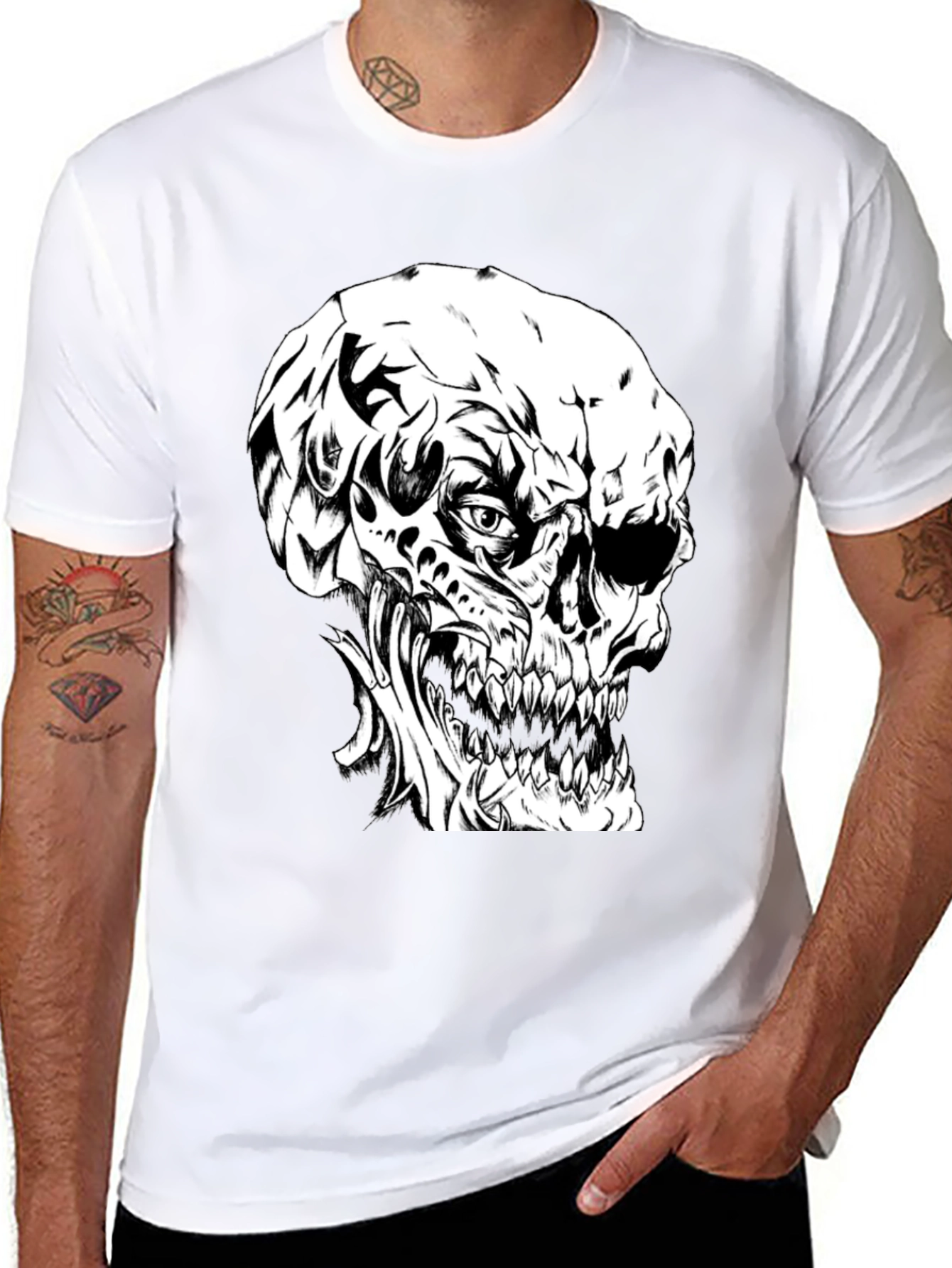 Edgy Skull Graphic Black T-Shirt
