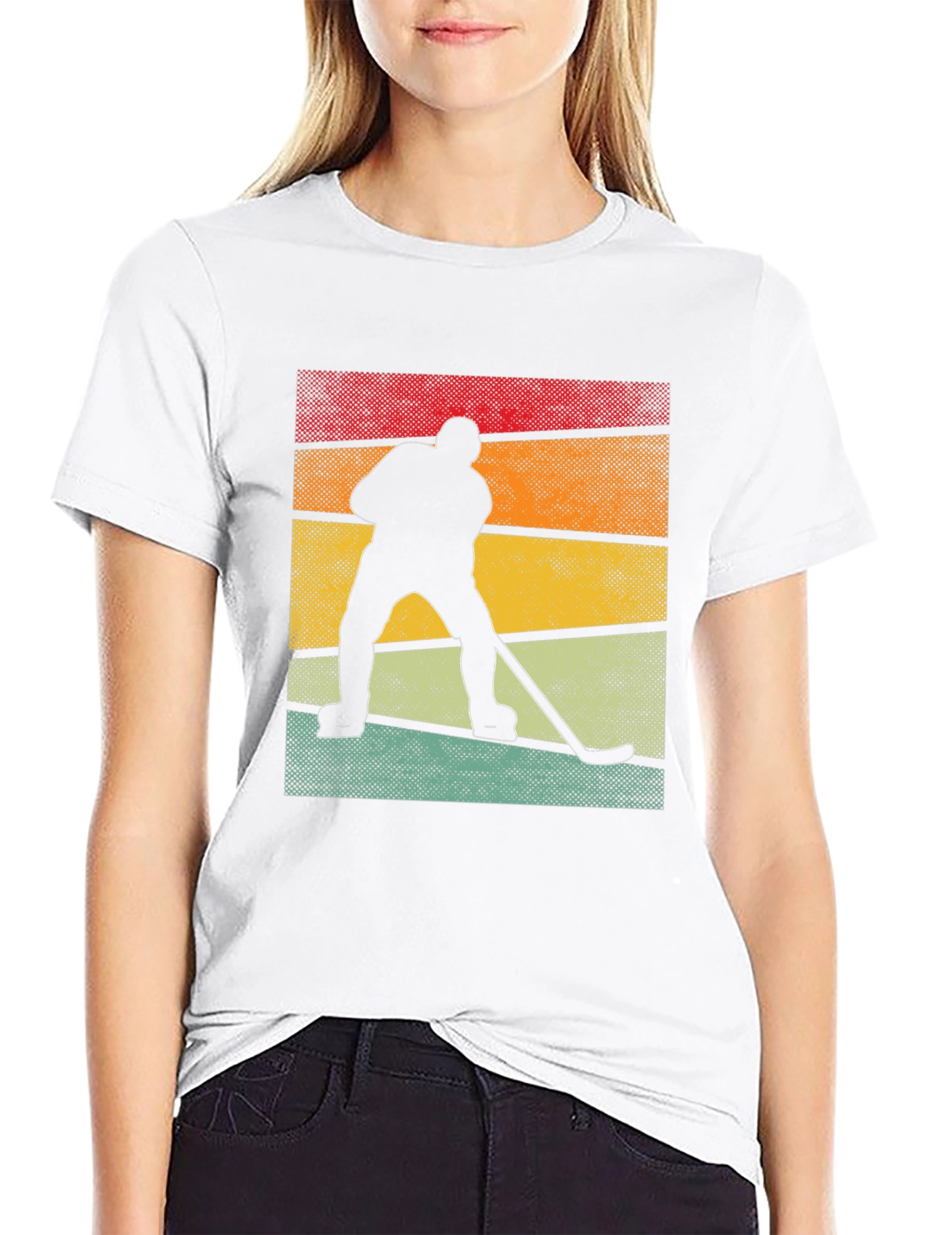 Retro Hockey Player Graphic T-Shirt