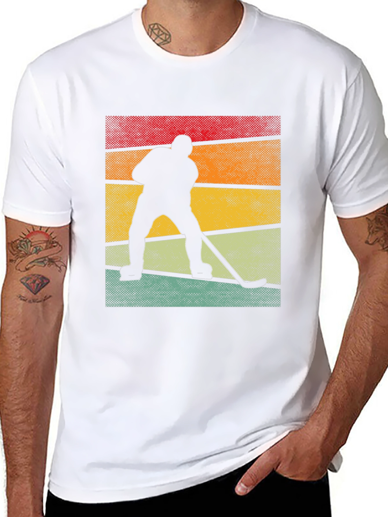 Retro Hockey Player Graphic T-Shirt