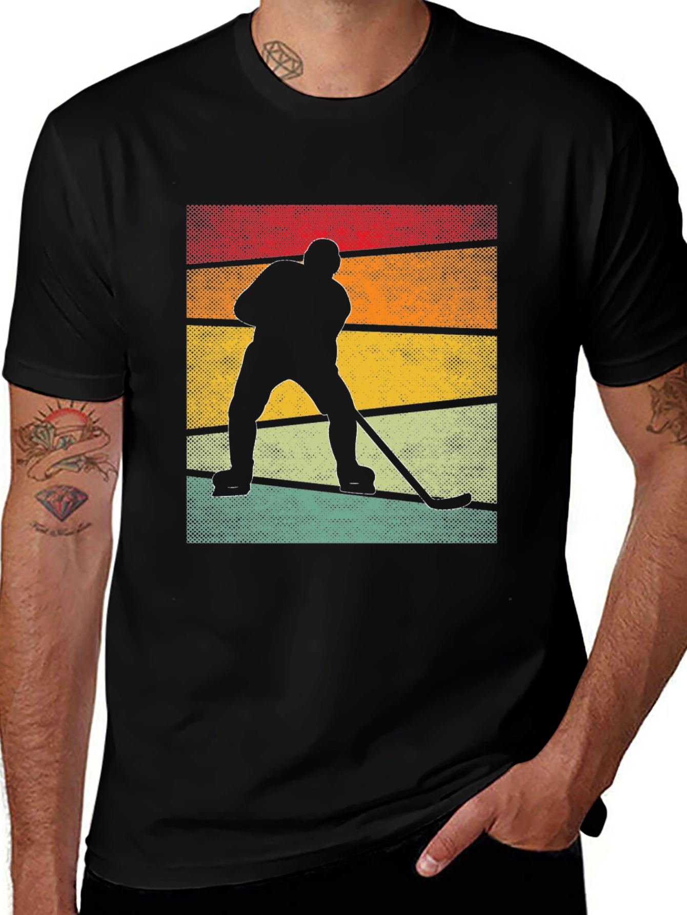 Retro Hockey Player Graphic T-Shirt