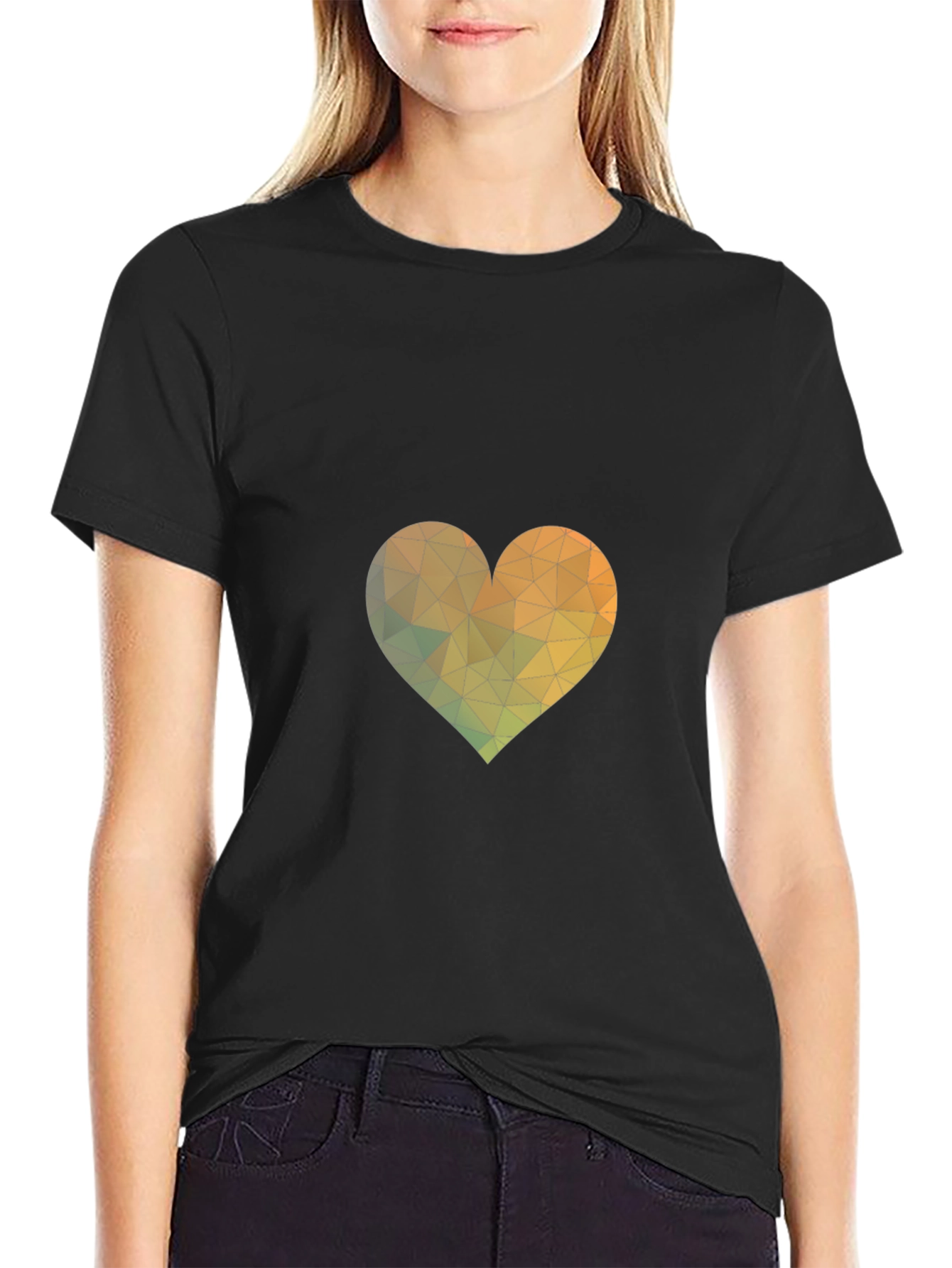 Geometric Heart Graphic Tee - Modern Casual Style