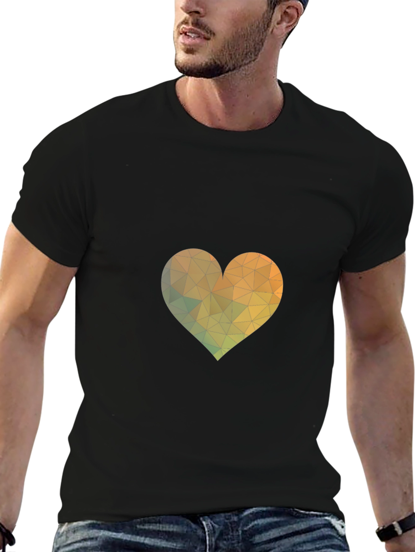 Geometric Heart Graphic Tee - Modern Casual Style