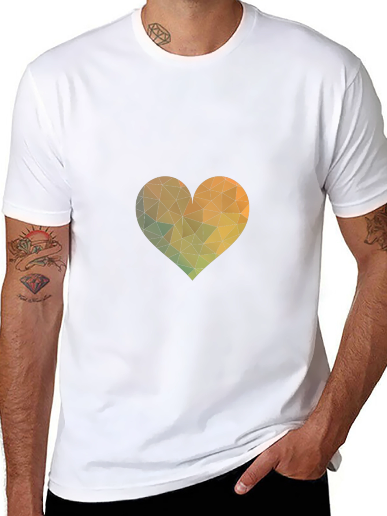Geometric Heart Graphic Tee - Modern Casual Style