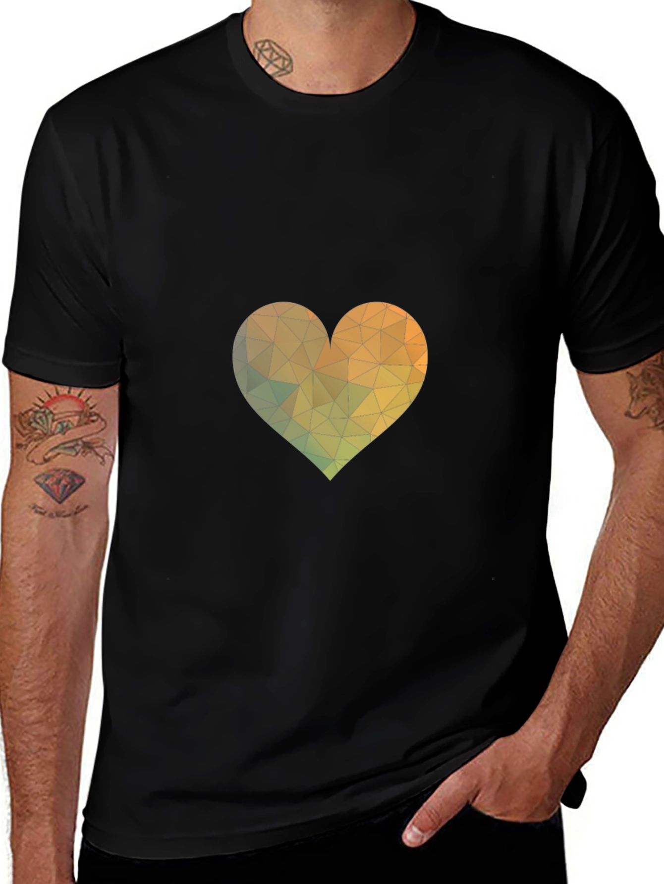 Geometric Heart Graphic Tee - Modern Casual Style