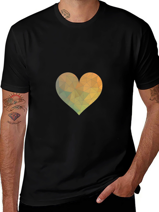 Geometric Heart Graphic Tee - Modern Casual Style