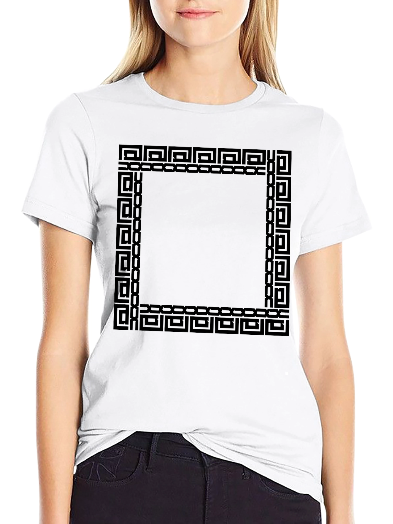 Geometric Square Graphic Black T-Shirt