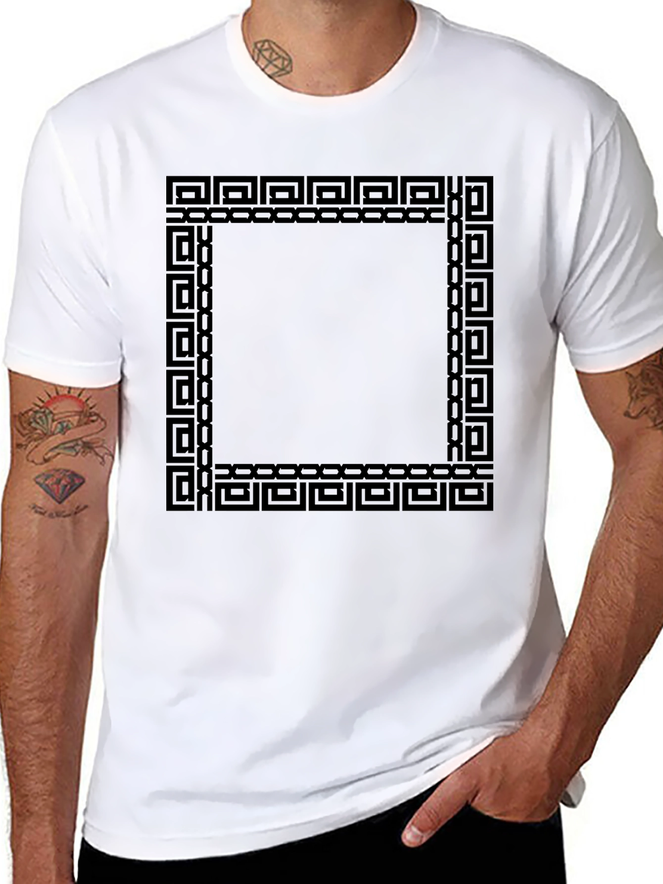 Geometric Square Graphic Black T-Shirt