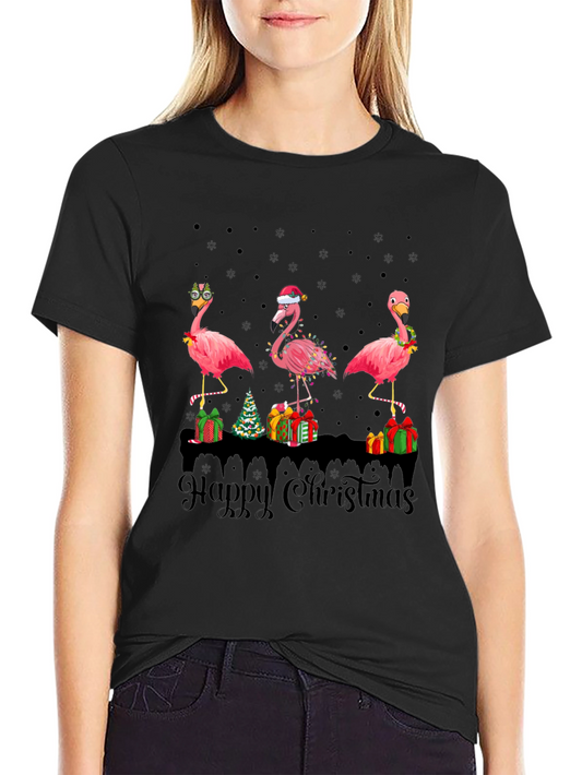 Flamingo Happy Christmas T-Shirt