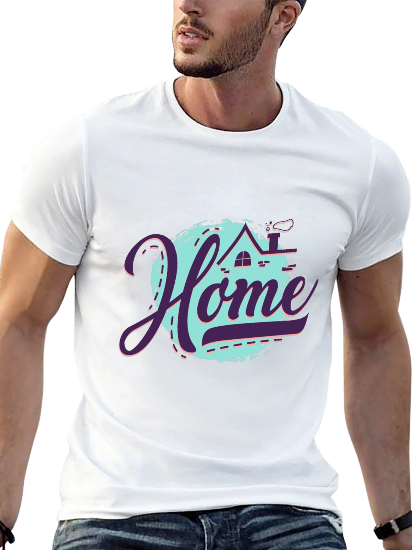 Stylish Home Graphic Black T-Shirt