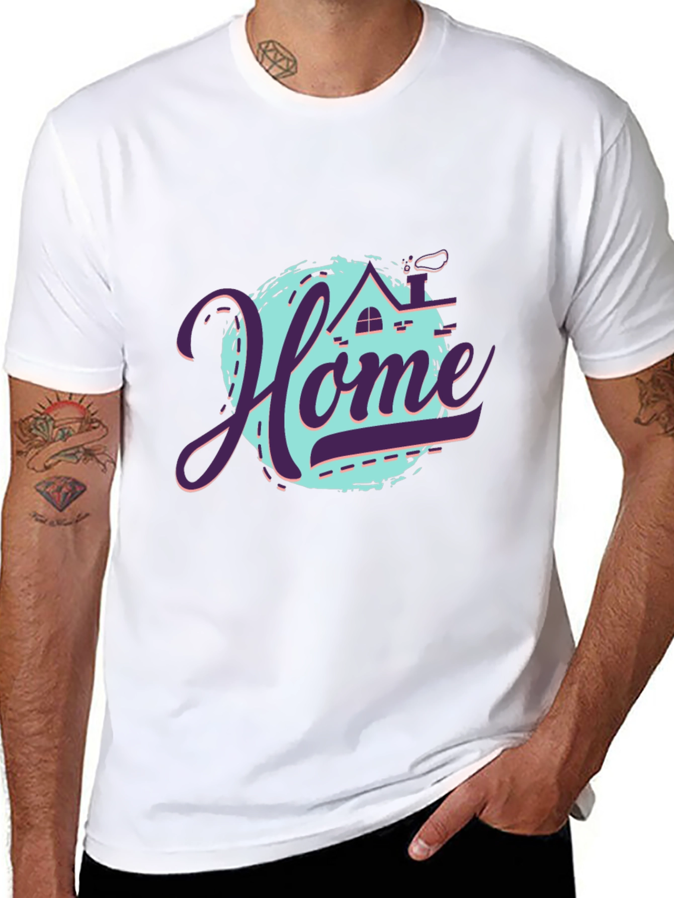 Stylish Home Graphic Black T-Shirt