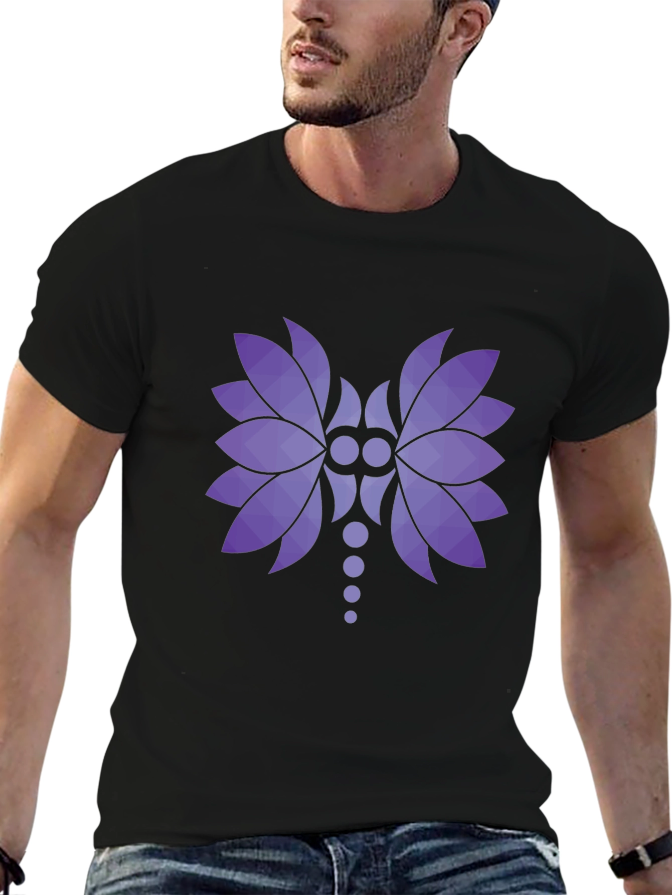 Abstract Floral Graphic Black T-Shirt