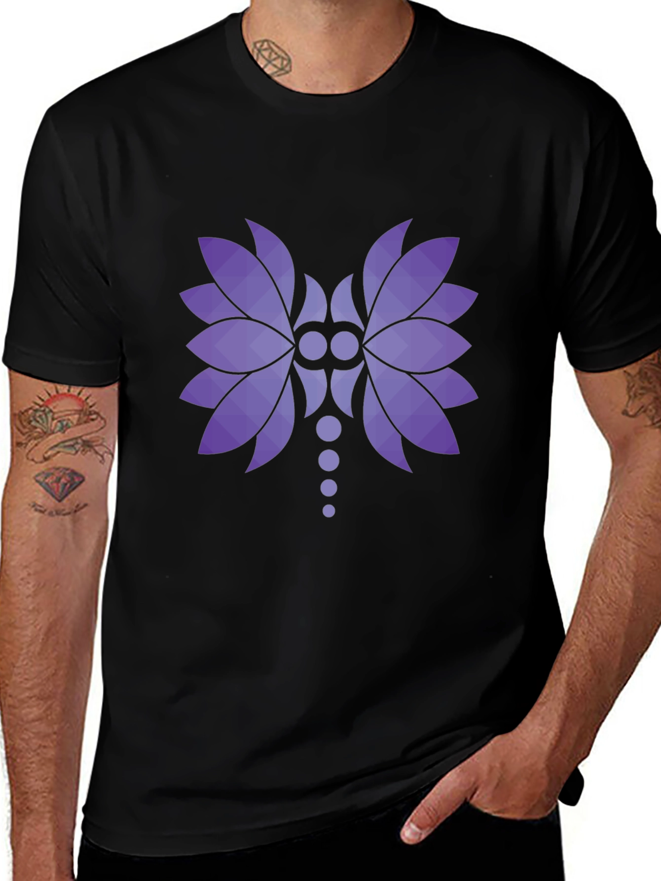 Abstract Floral Graphic Black T-Shirt