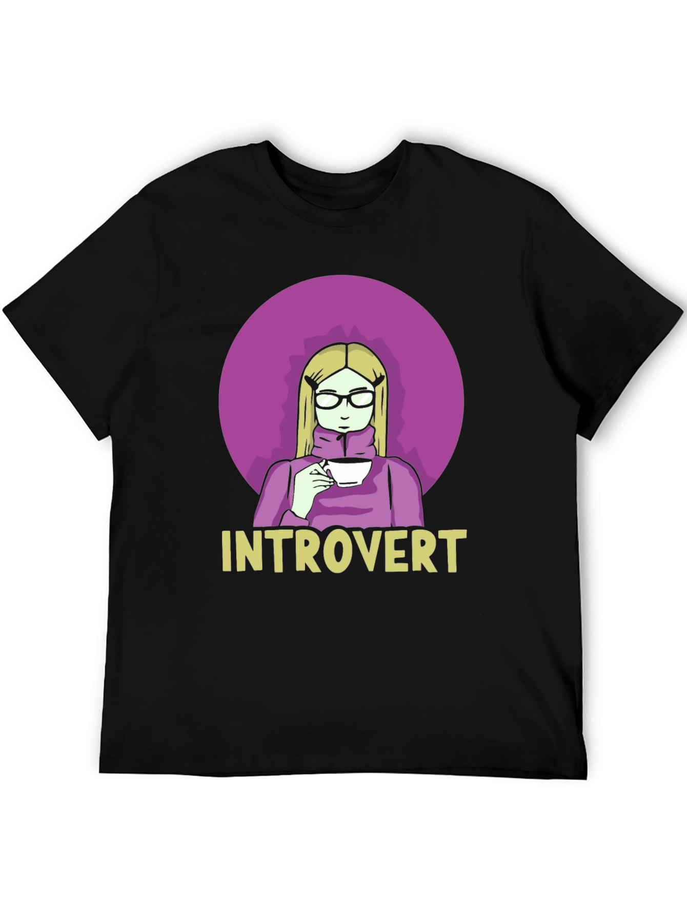 Introvert Tee: Cozy Cartoon Graphic T-Shirt