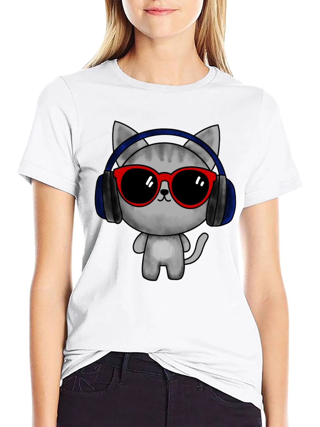Cool Cat Tee: DJ Cat with Headphones & Sunglasses