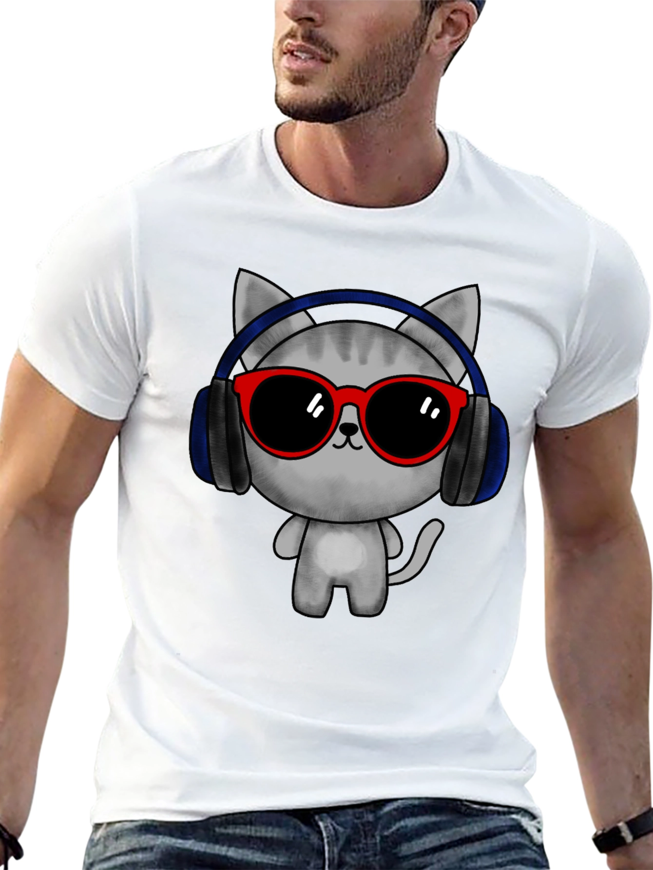 Cool Cat Tee: DJ Cat with Headphones & Sunglasses