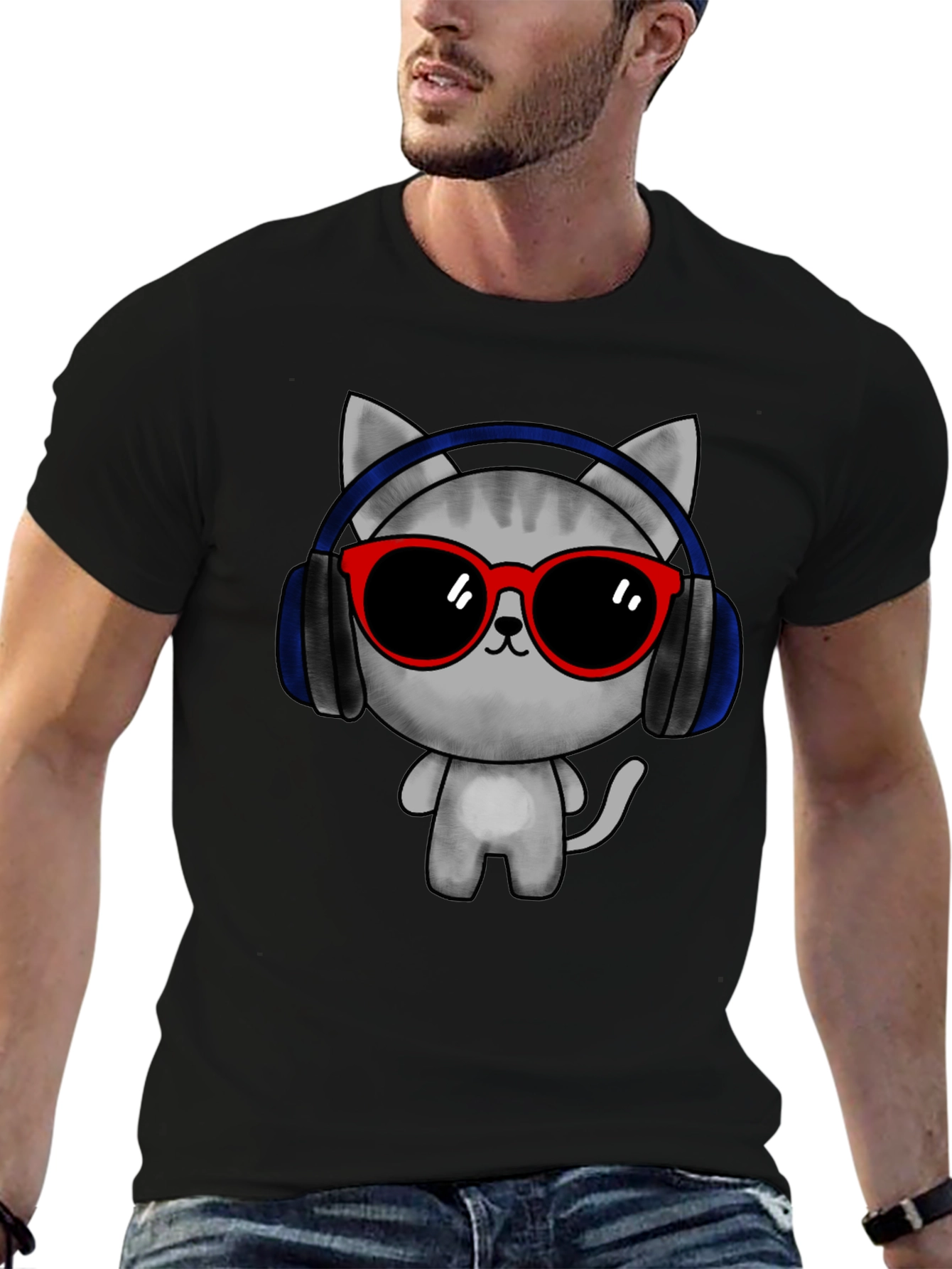 Cool Cat Tee: DJ Cat with Headphones & Sunglasses
